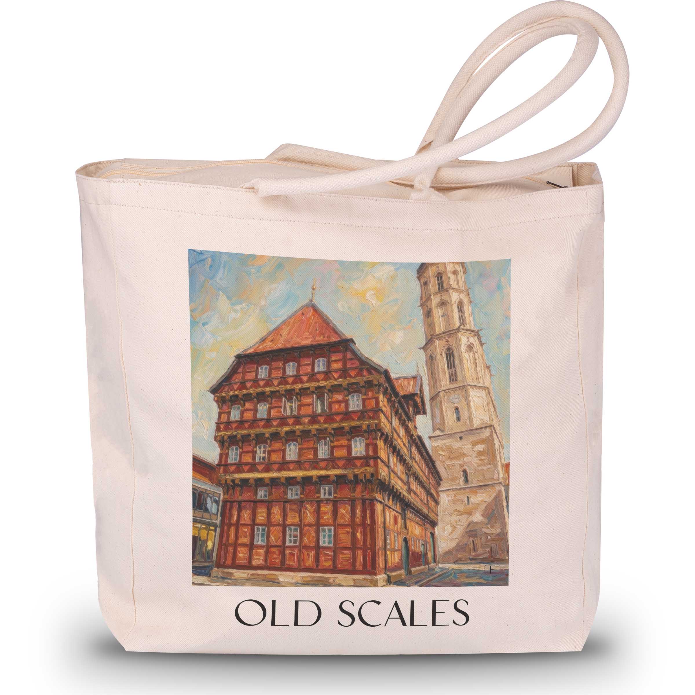 Alte Waage Shopping Tasche - Braunschweig - Deutschland Tote Bag - Einkaufstasche im Ölgemälde Stil