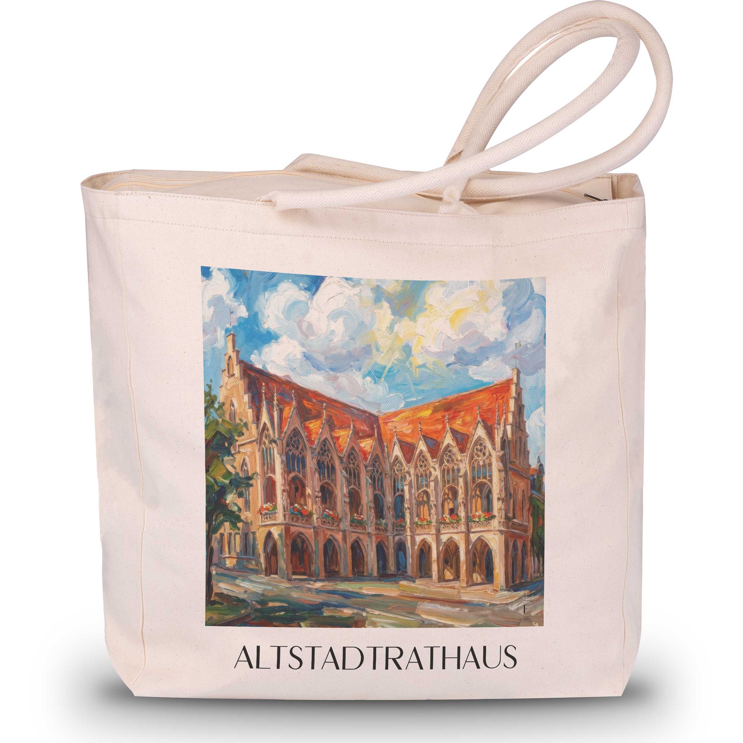 altstadtrathaus-braunschweig-deutschland-einkaufstasche-oil-painting-oelgemaelde