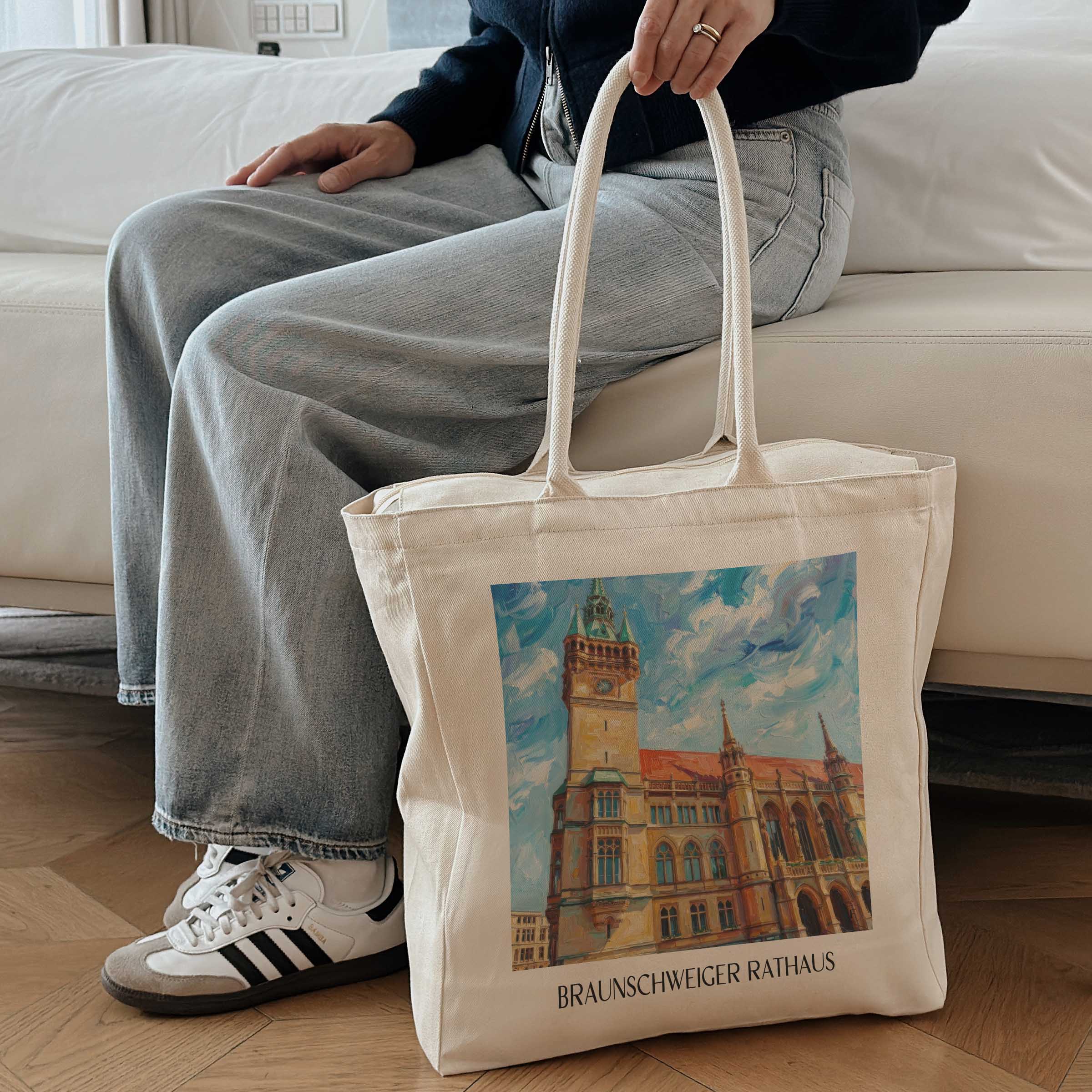rathaus-braunschweig-deutschland-einkaufstasche-oil-painting-oelgemaelde