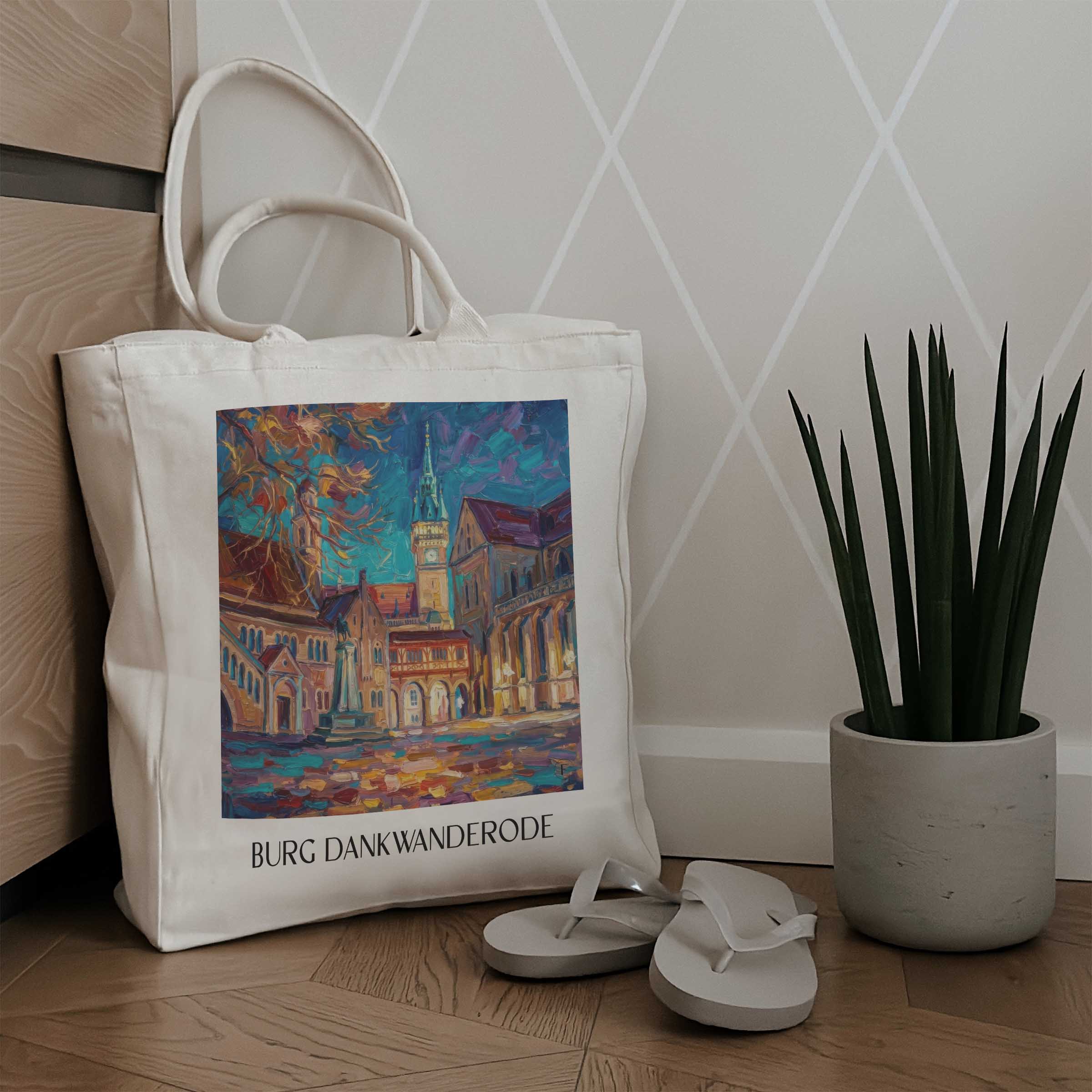 burg-dankwanderode-niedersachsen-deutschland-einkaufstasche-oil-painting-oelgemaelde