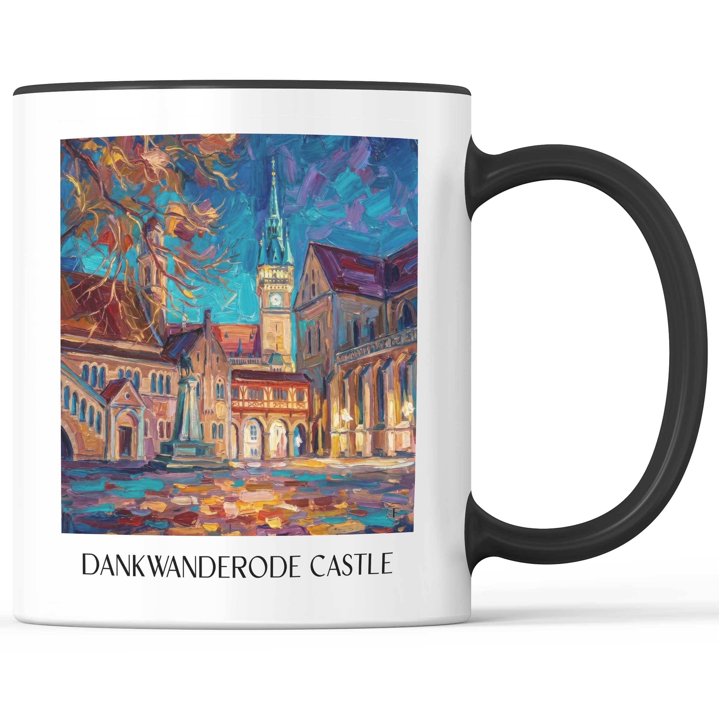Burg Dankwanderode Kaffeebecher - Niedersachsen - Deutschland Becher - Kaffeetasse im Ölgemälde Stil