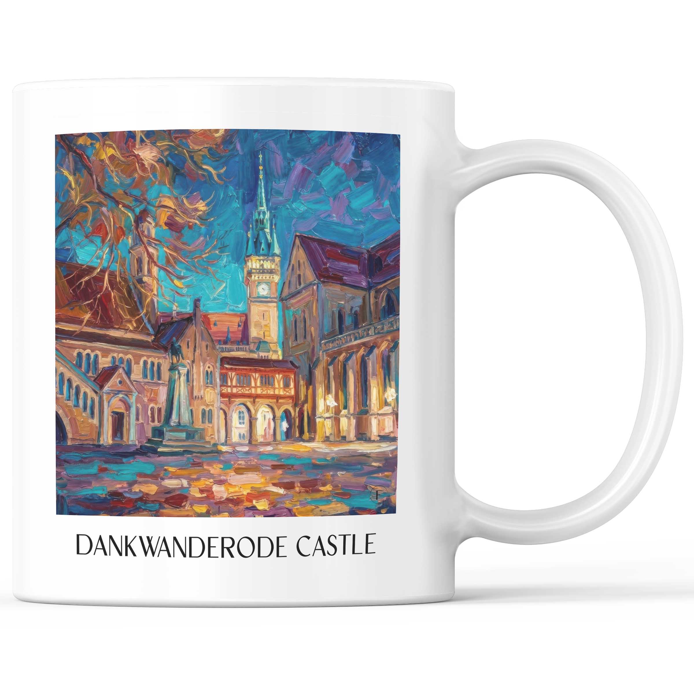 Burg Dankwanderode Kaffeebecher - Niedersachsen - Deutschland Becher - Kaffeetasse im Ölgemälde Stil