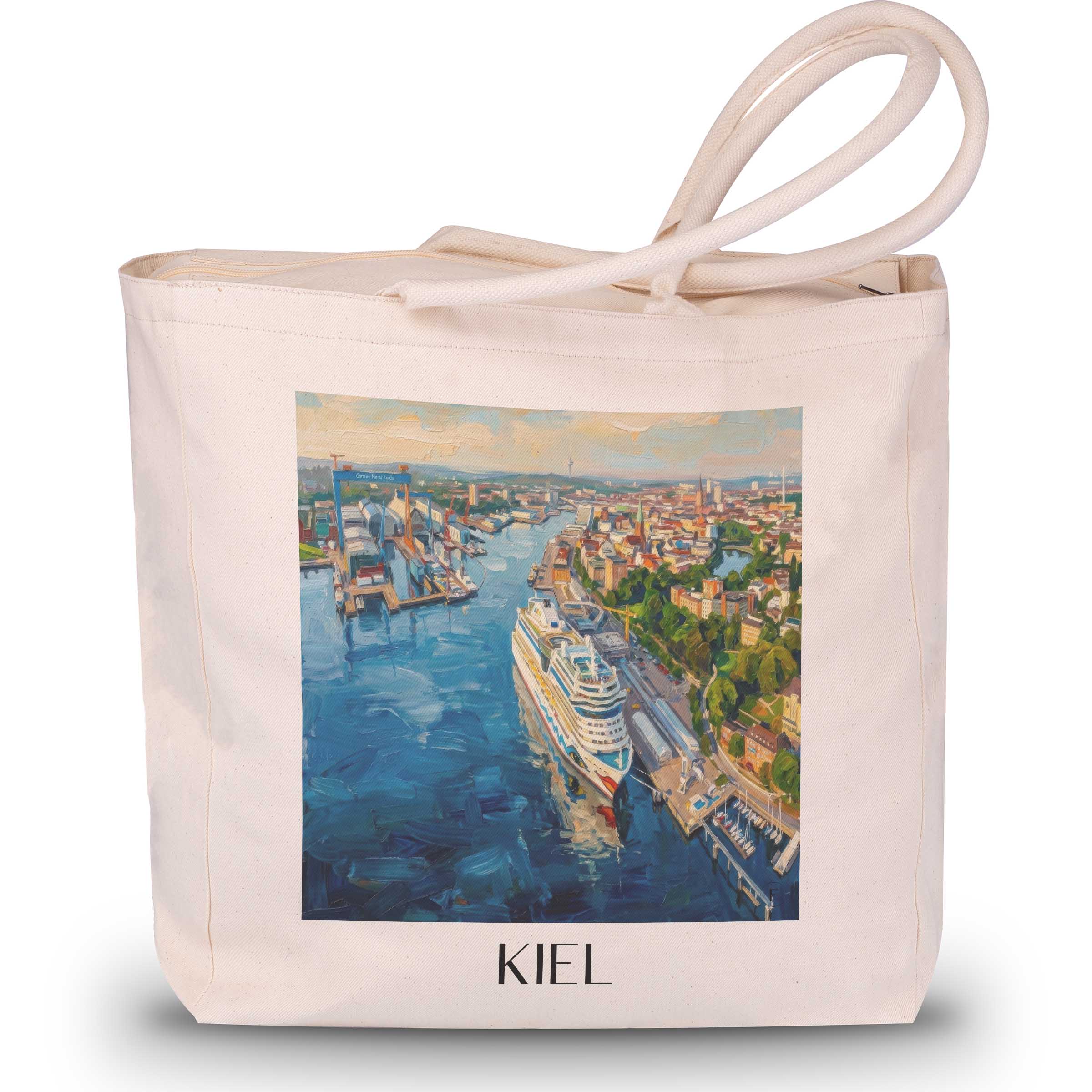 Kiel Shopping Tasche - Schleswig-Holstein - Deutschland Tote Bag - Einkaufstasche im Ölgemälde Stil