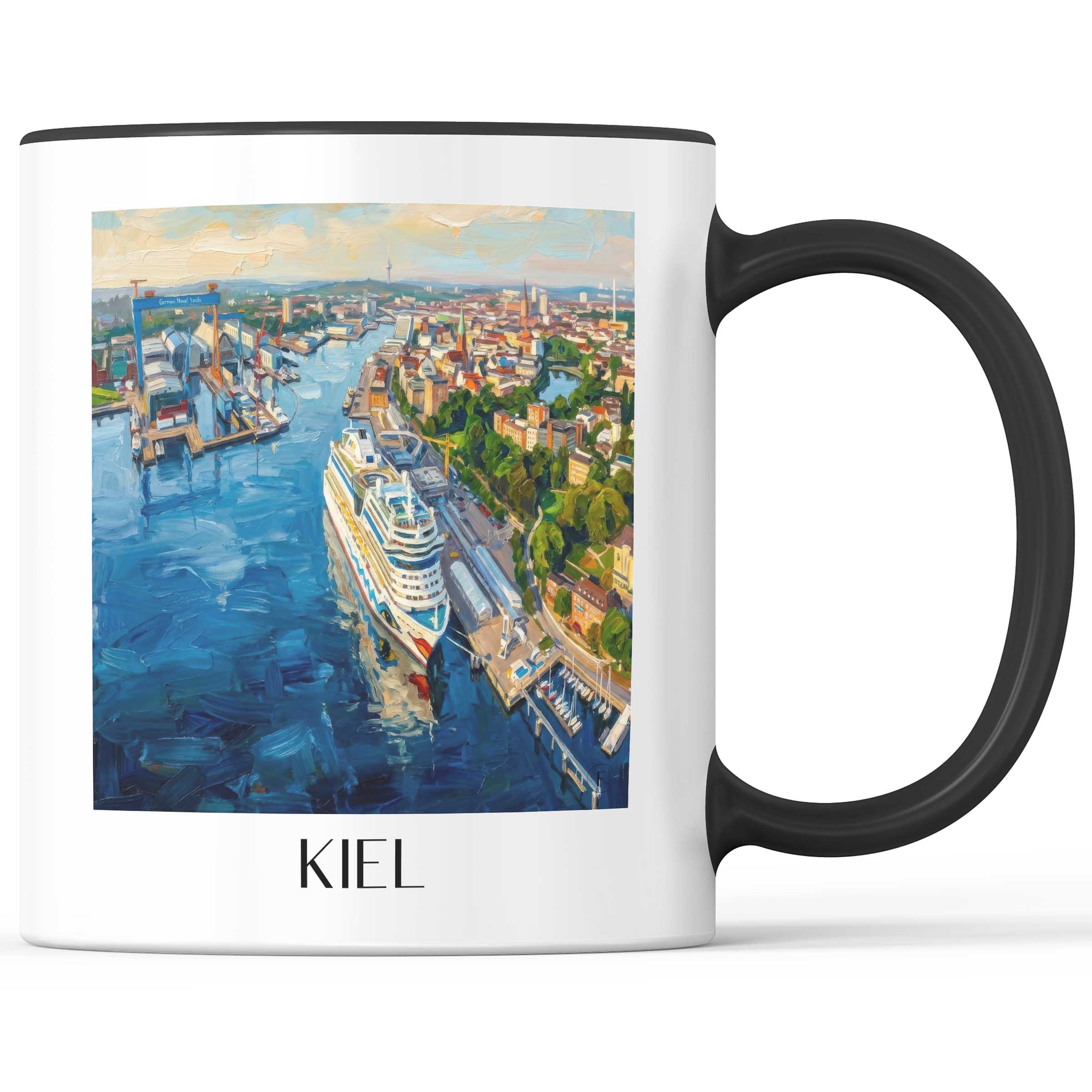 Kiel Kaffeebecher - Schleswig-Holstein - Deutschland Becher - Kaffeetasse im Ölgemälde Stil