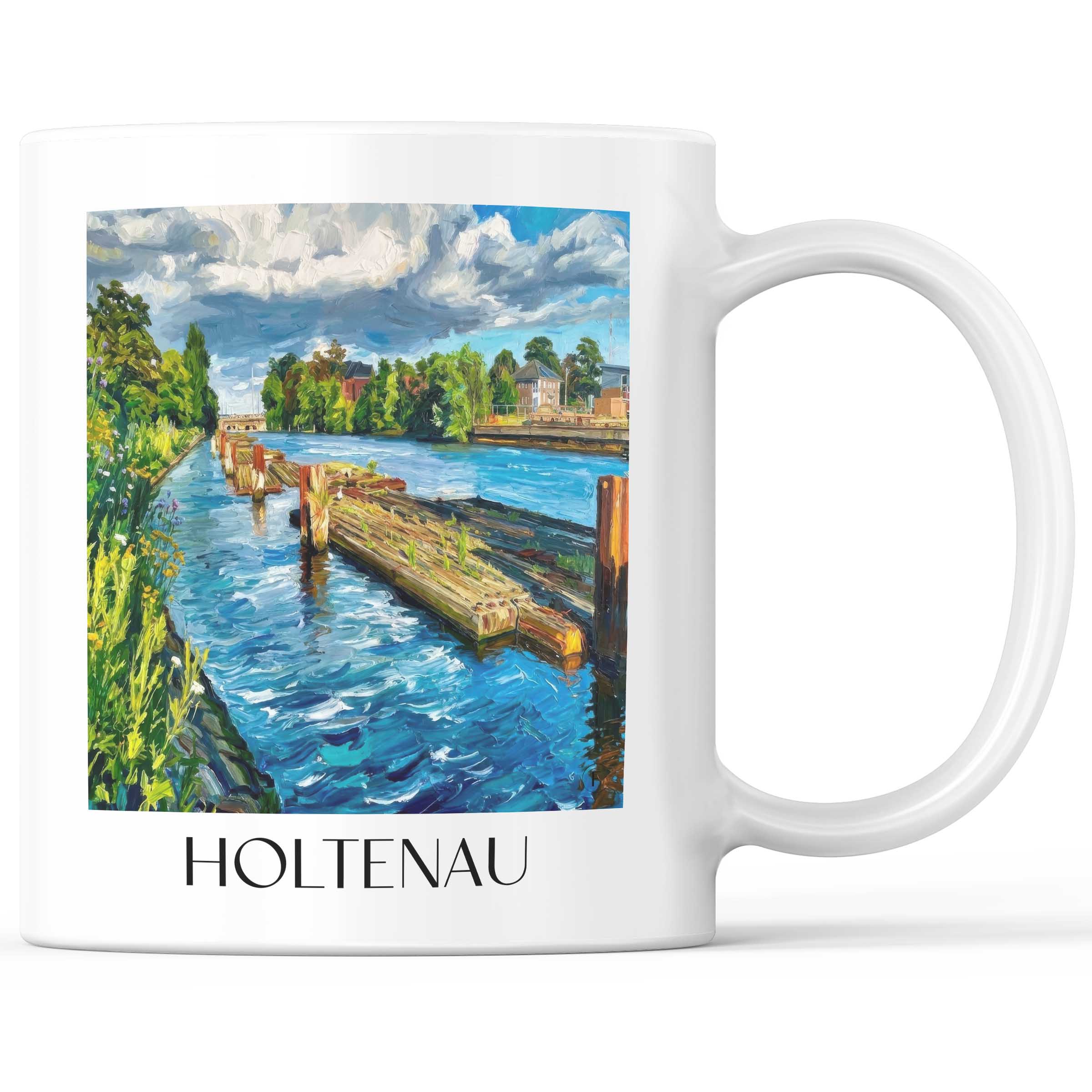 Holtenau Kaffeebecher - Kiel - Deutschland Becher - Kaffeetasse im Ölgemälde Stil