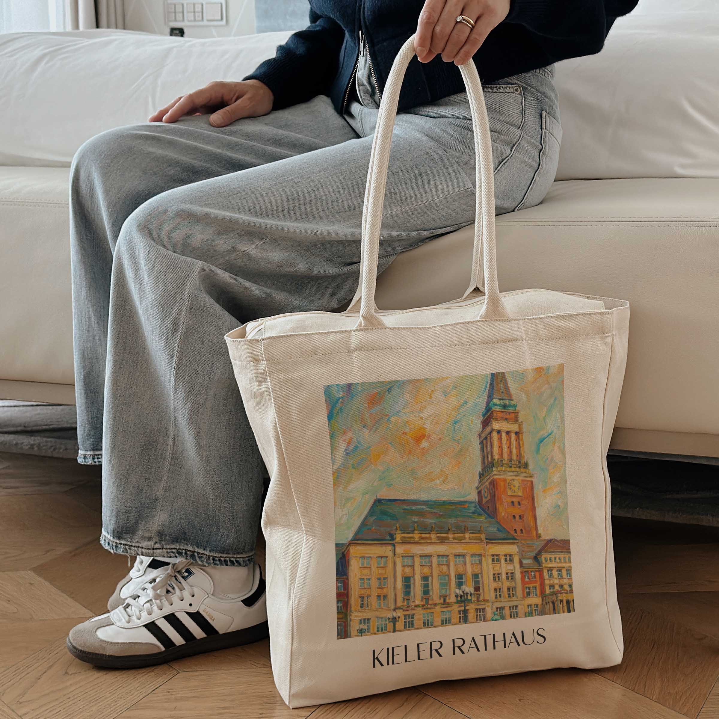 rathaus-kiel-deutschland-einkaufstasche-oil-painting-oelgemaelde