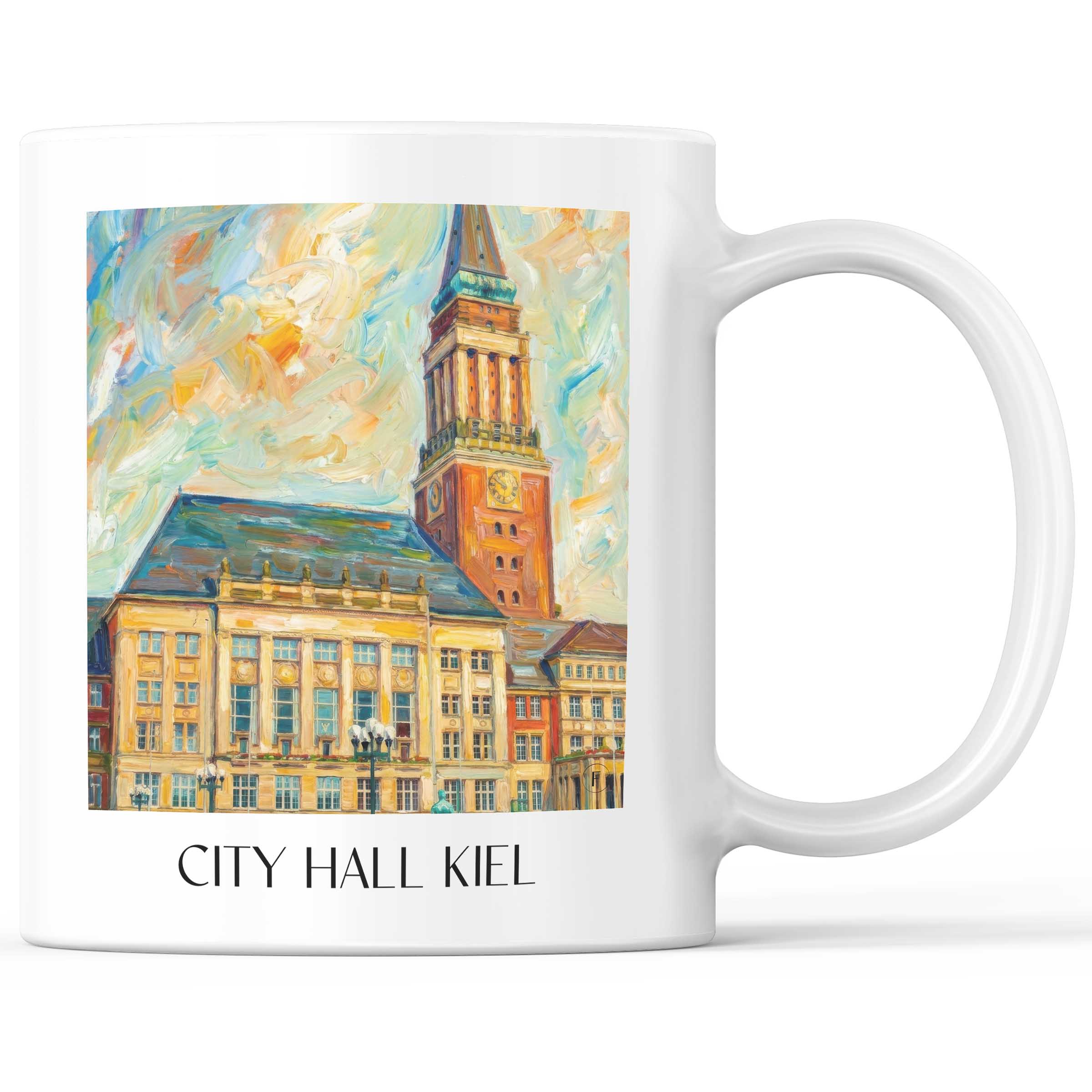 Rathaus Kaffeebecher - Kiel - Deutschland Becher - Kaffeetasse im Ölgemälde Stil
