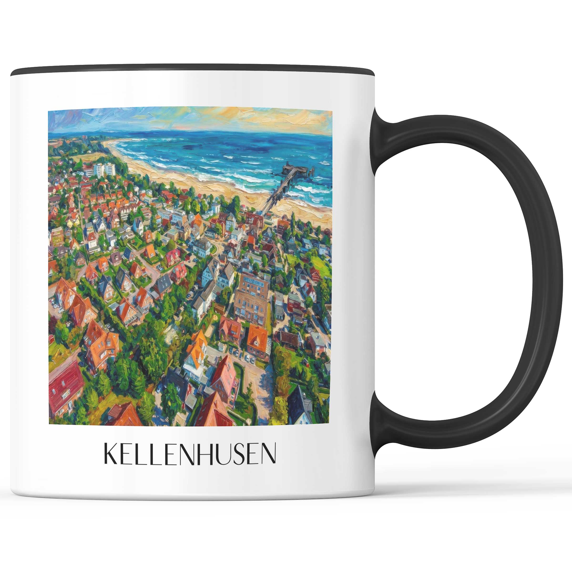 Kellenhusen Kaffeebecher - Ostholstein - Deutschland Becher - Kaffeetasse im Ölgemälde Stil