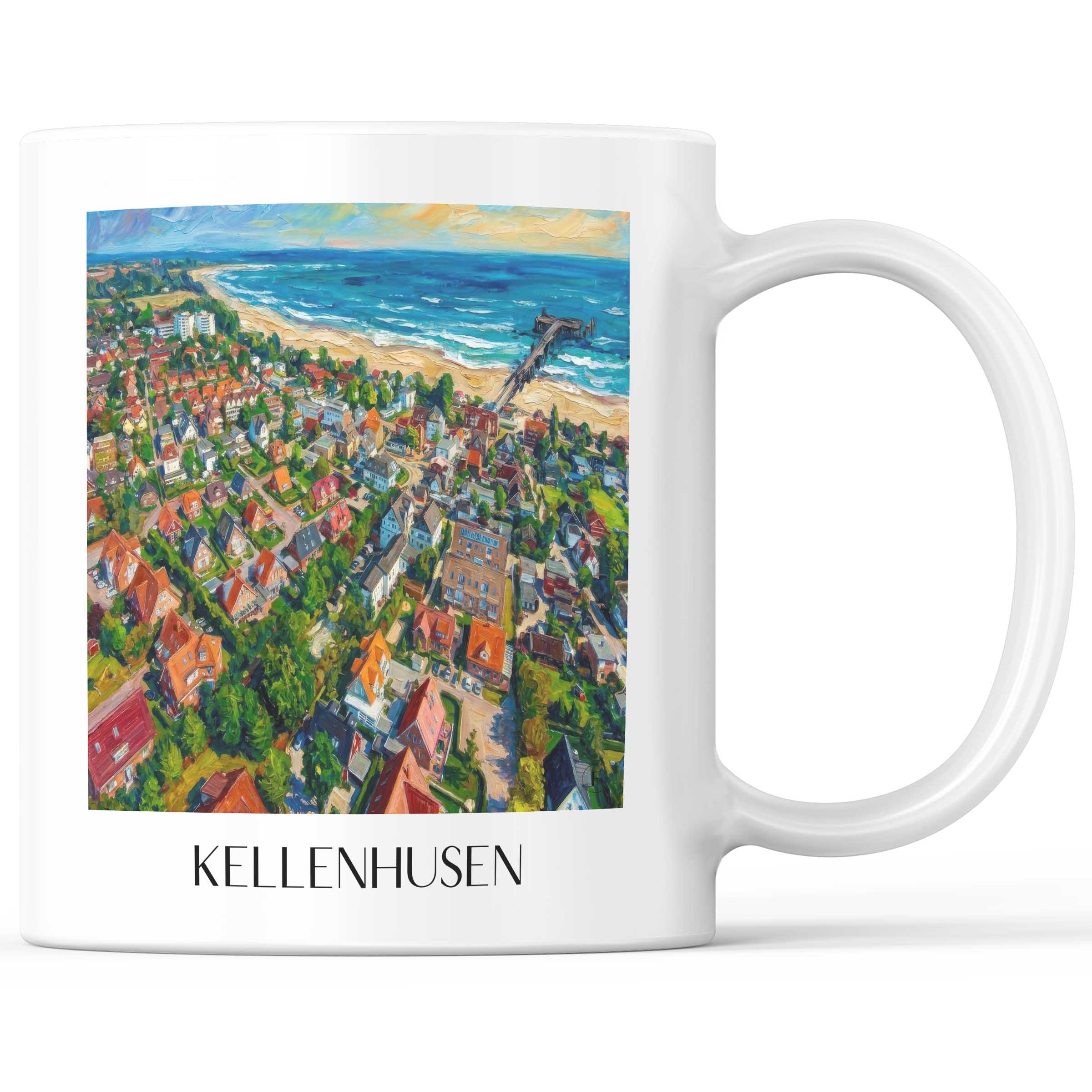Kellenhusen Kaffeebecher - Ostholstein - Deutschland Becher - Kaffeetasse im Ölgemälde Stil