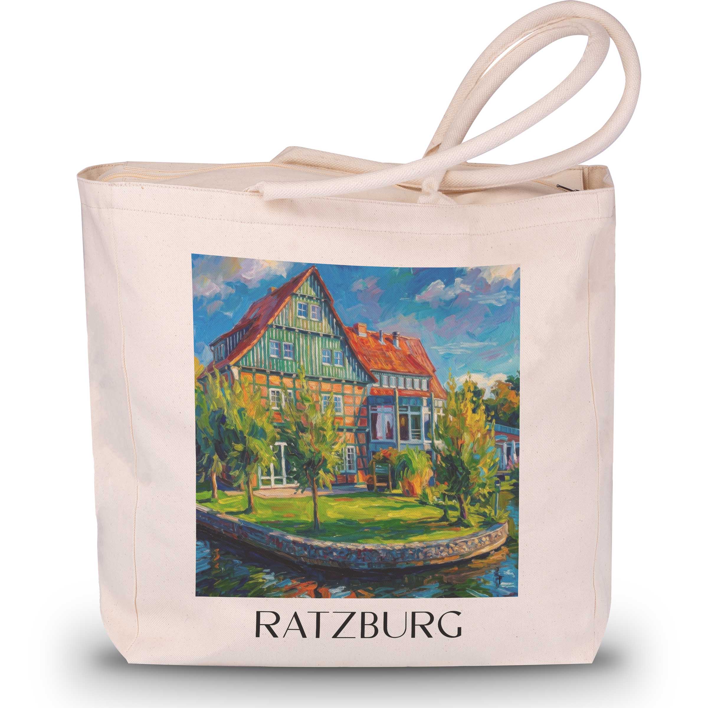 ratzburg-schleswig-holstein-deutschland-einkaufstasche-oil-painting-oelgemaelde