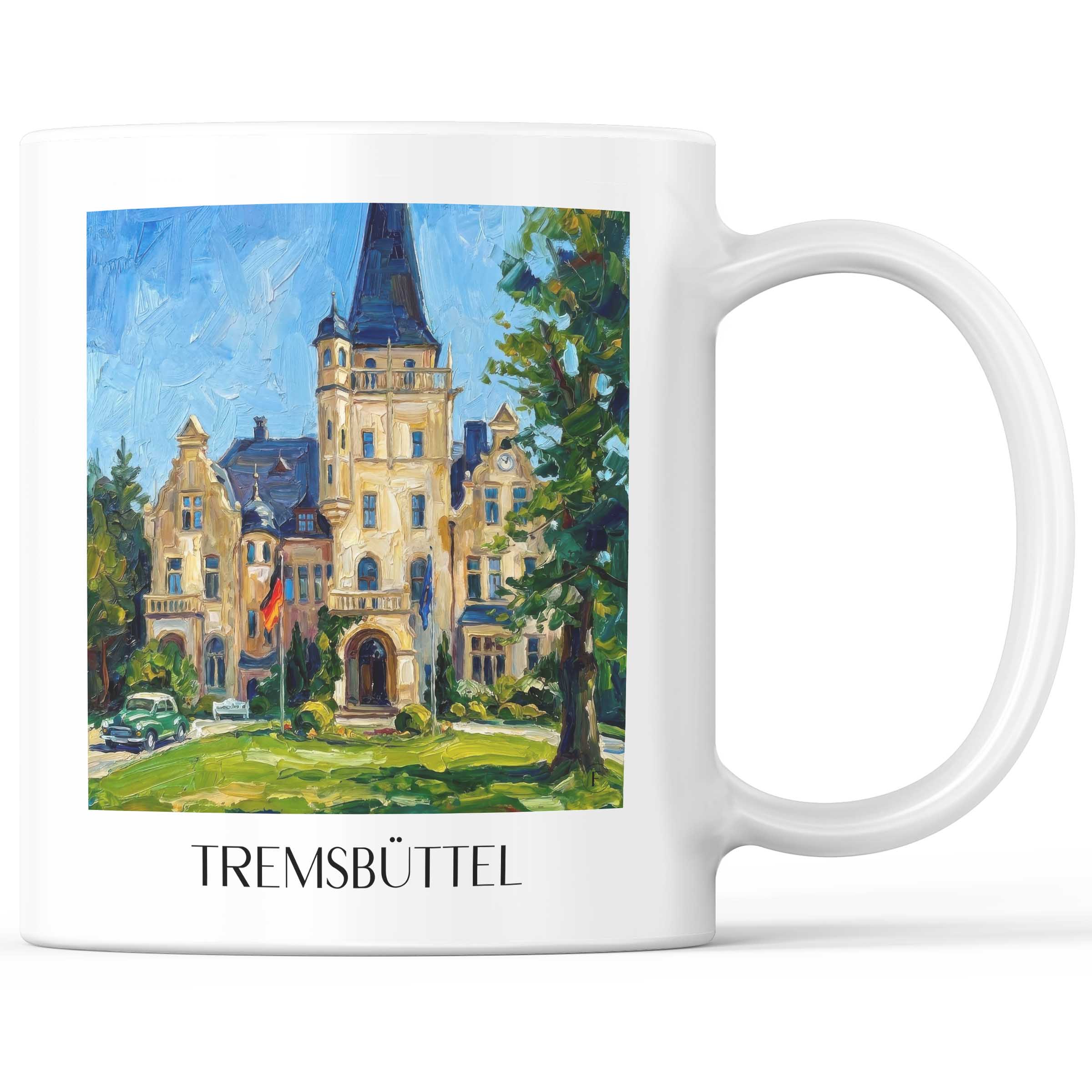 Tremsbüttel Kaffeebecher - Schleswig-Holstein - Deutschland Becher - Kaffeetasse im Ölgemälde Stil