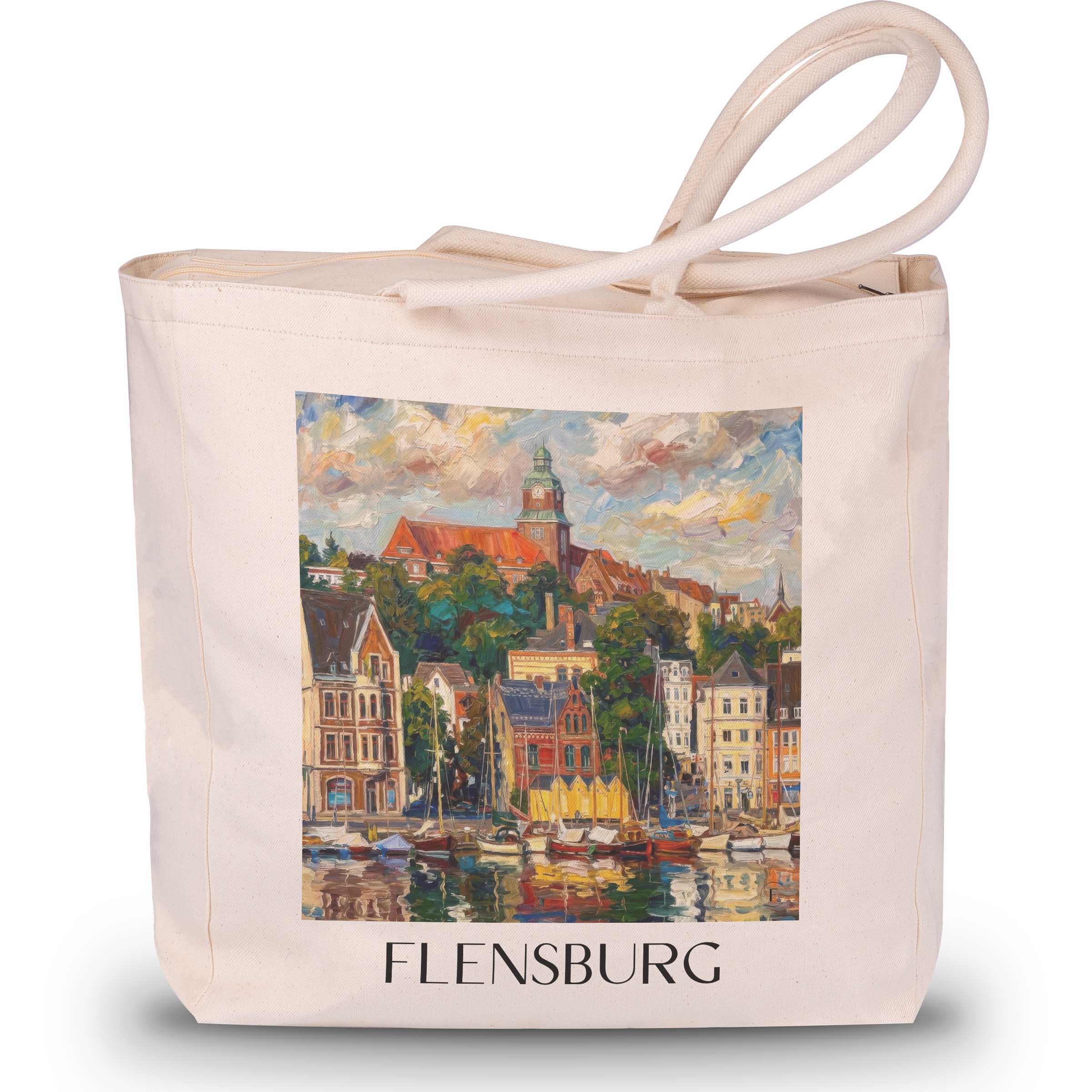 flensburg-schleswig-deutschland-einkaufstasche-oil-painting-oelgemaelde