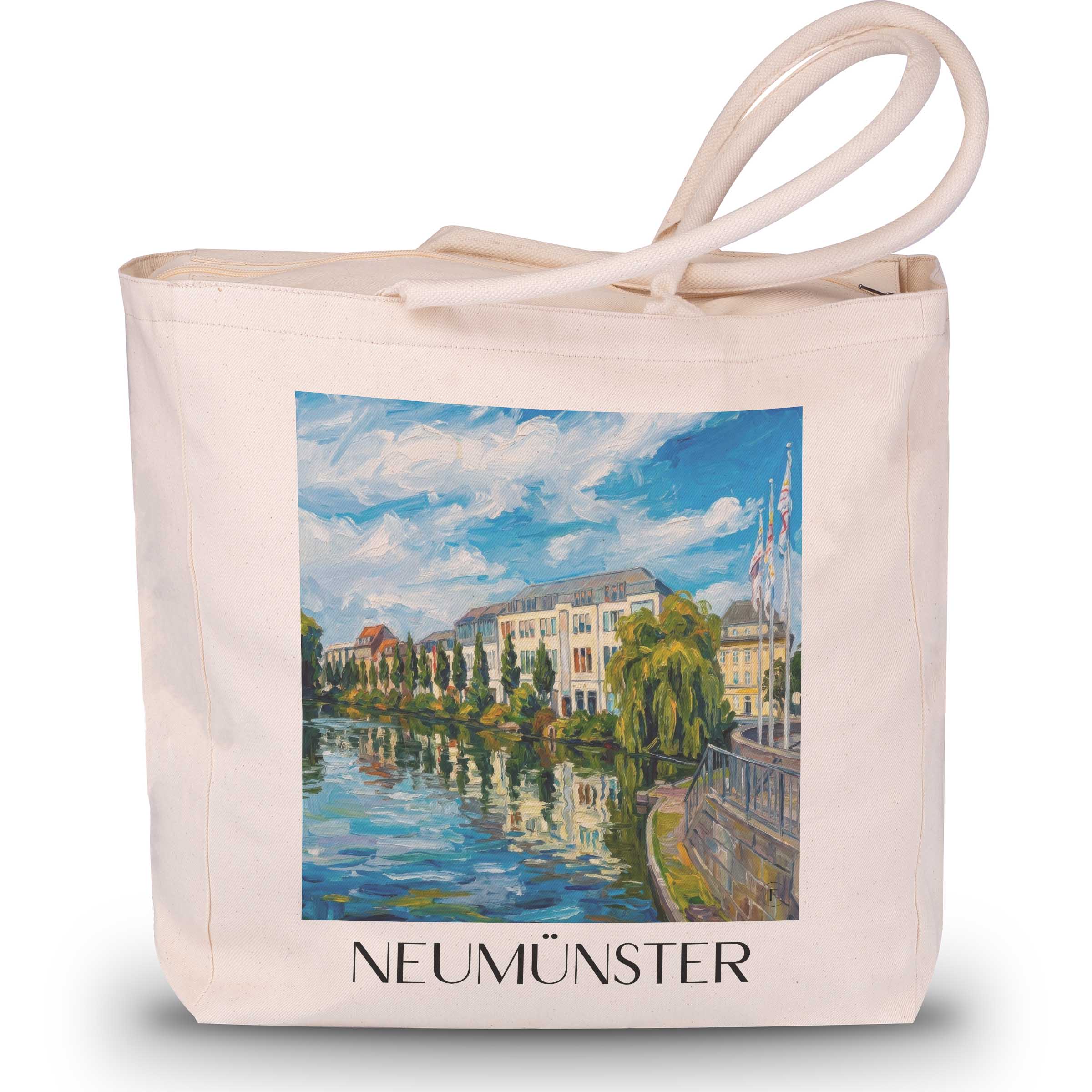 Neumünster Shopping Tasche - Schleswig-Holstein - Deutschland Tote Bag - Einkaufstasche im Ölgemälde Stil
