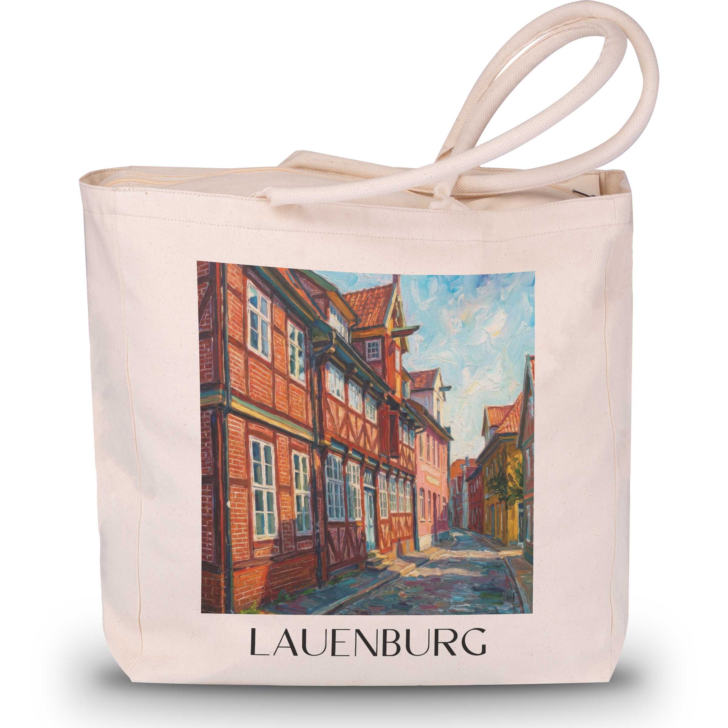 lauenburg-schleswig-holstein-deutschland-einkaufstasche-oil-painting-oelgemaelde