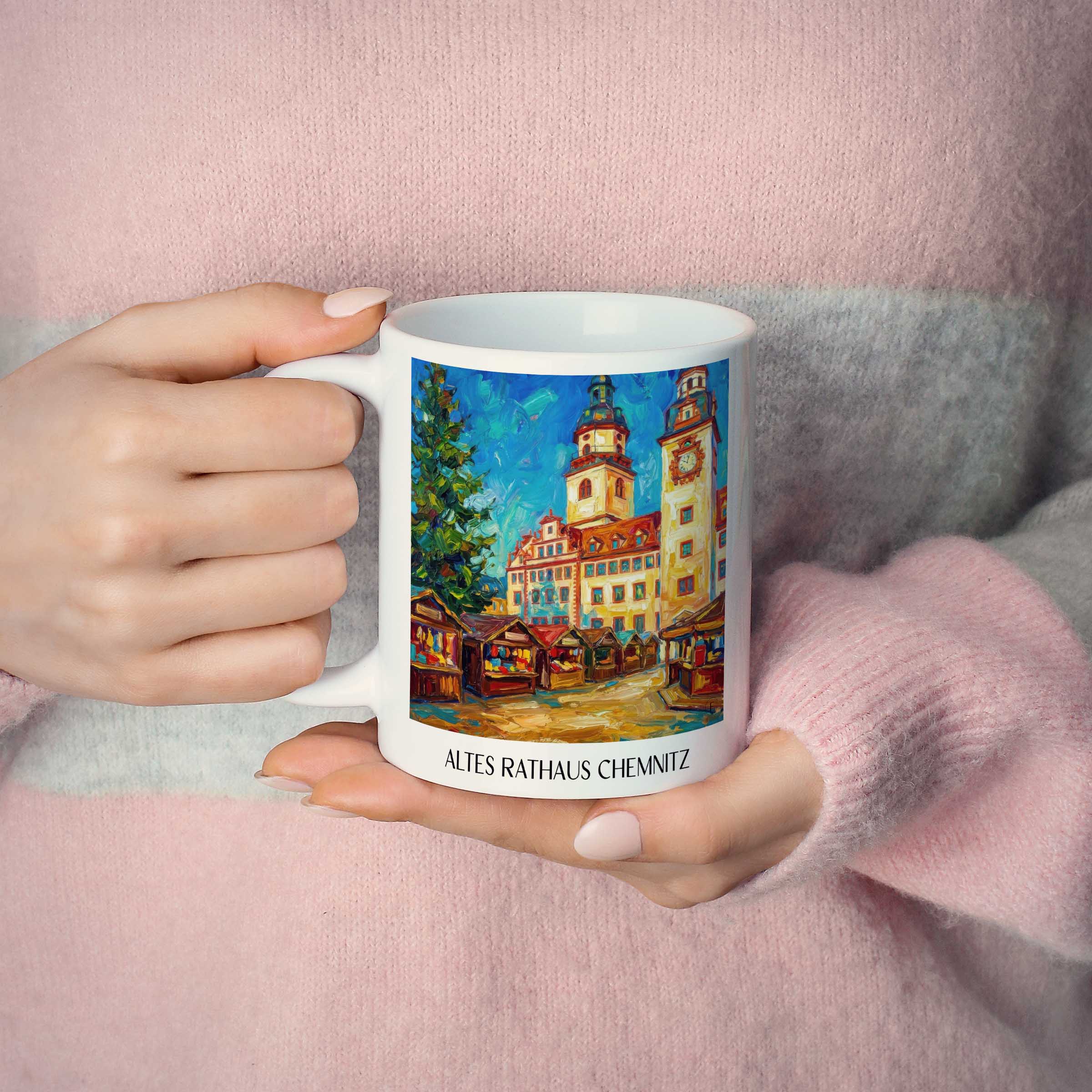 altes-rathaus-chemnitz-deutschland-kaffeebecher-oil-painting-oelgemaelde