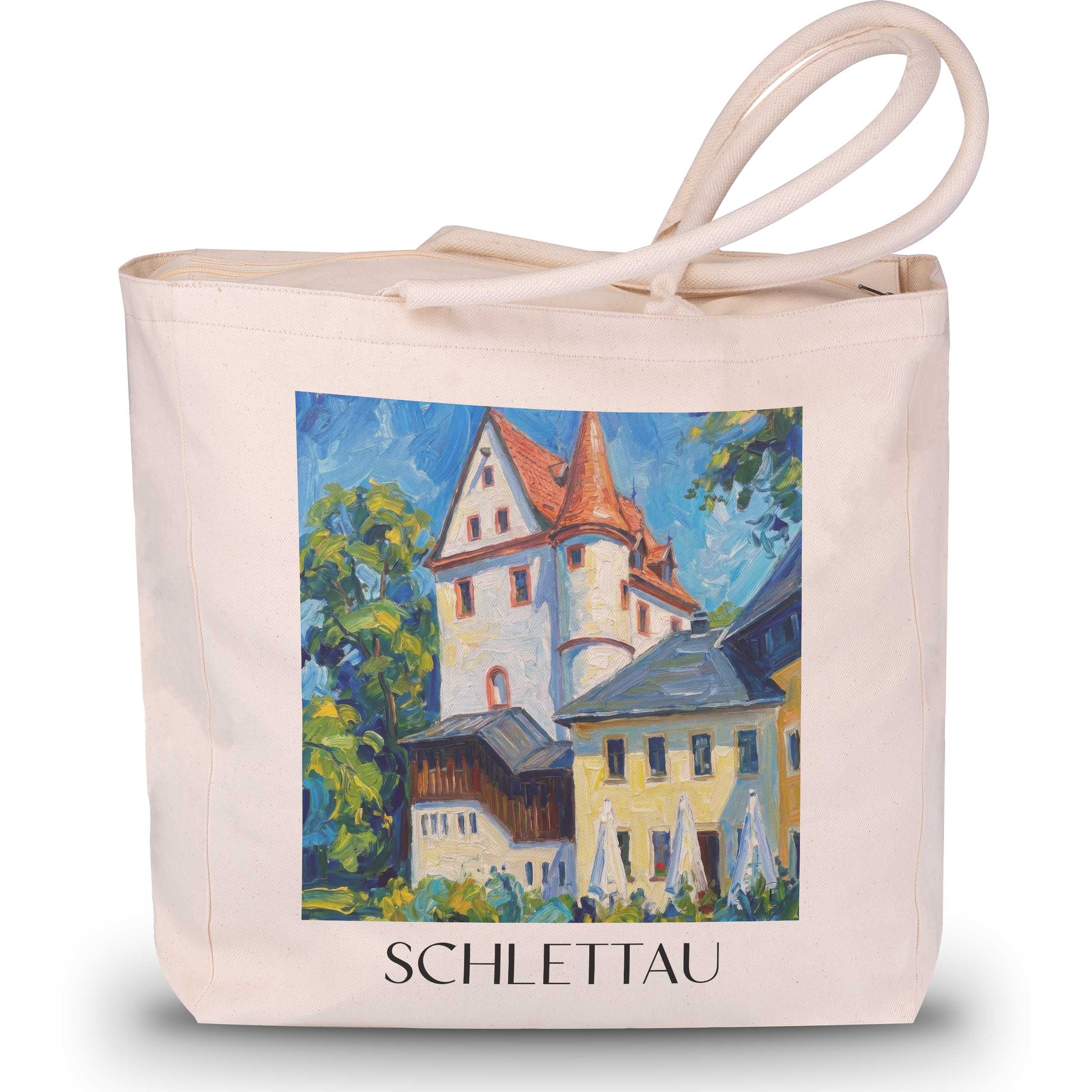 Schlettau Shopping Tasche - Erzgebirge - Deutschland Tote Bag - Einkaufstasche im Ölgemälde Stil