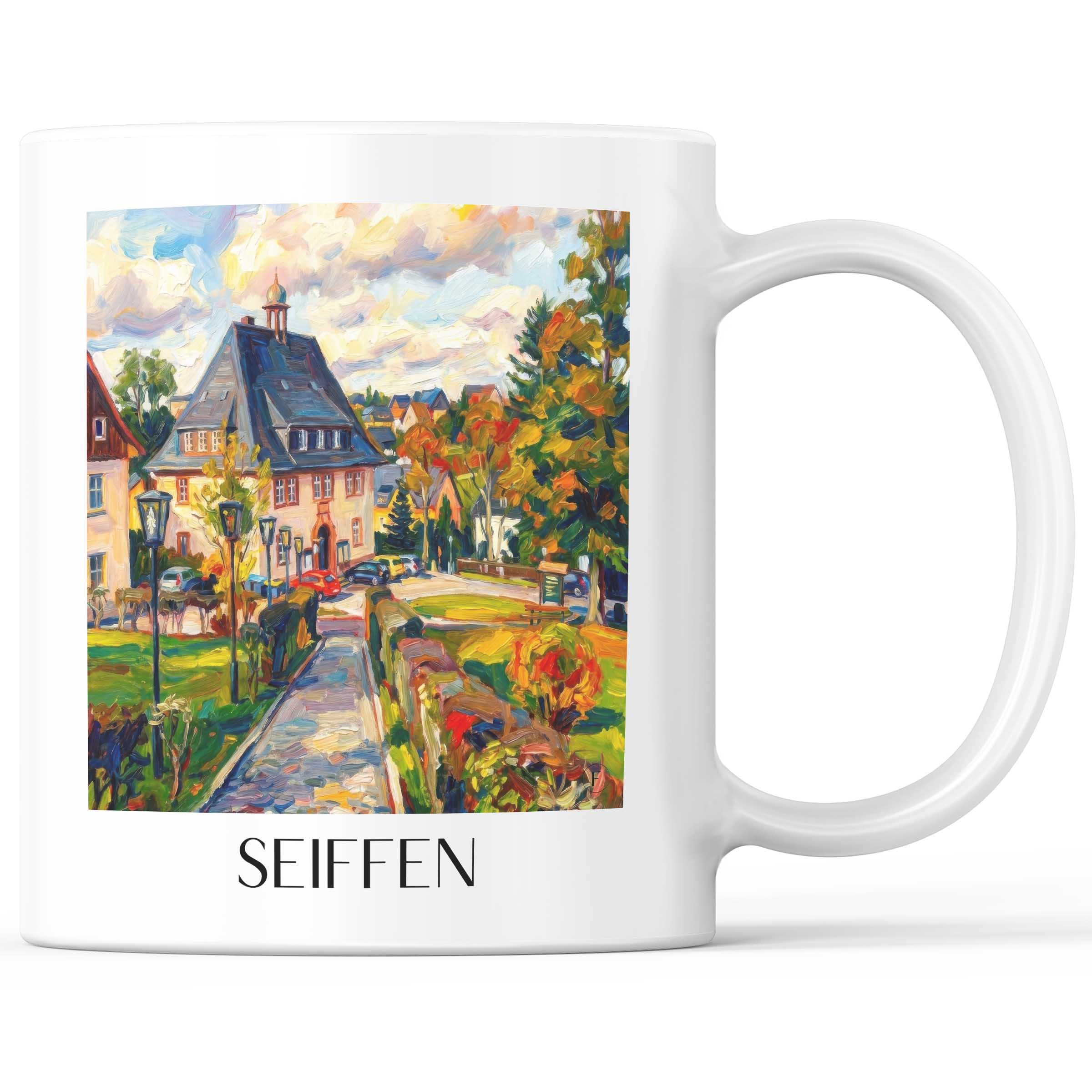 Seiffen Kaffeebecher - Erzgebirge - Deutschland Becher - Kaffeetasse im Ölgemälde Stil