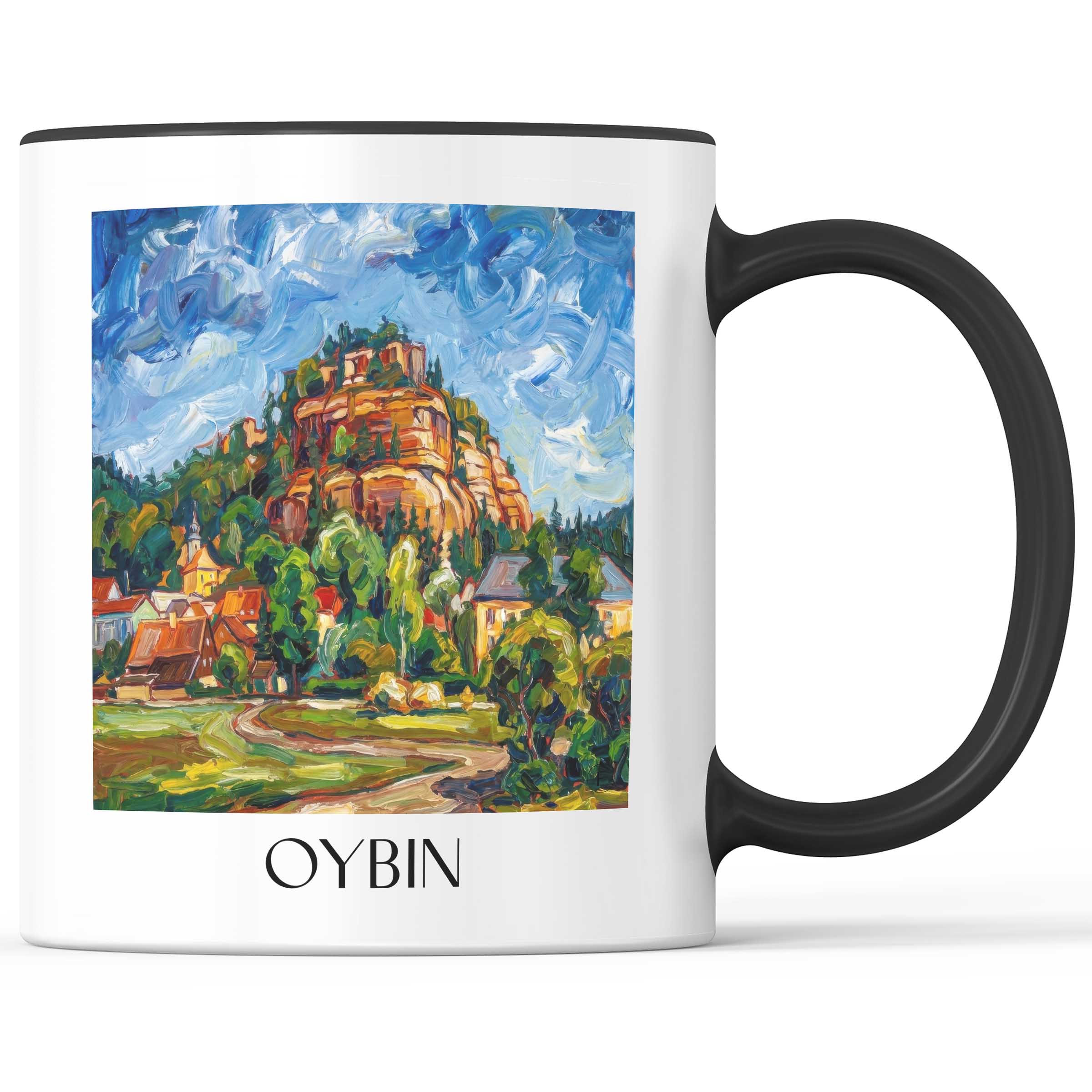 Oybin Kaffeebecher - Sachsen - Deutschland Becher - Kaffeetasse im Ölgemälde Stil
