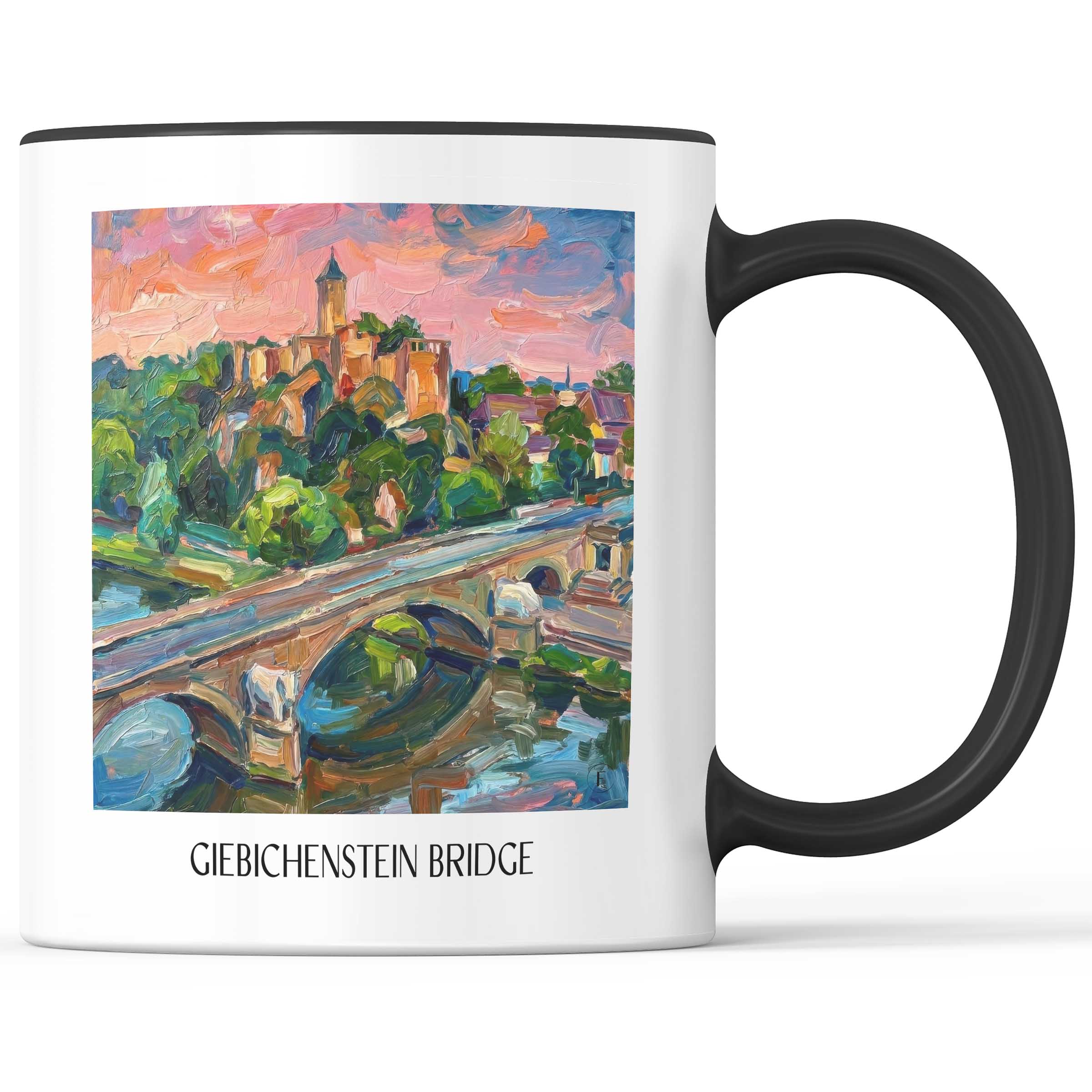 Giebichensteinbrücke Kaffeebecher - Halle - Deutschland Becher - Kaffeetasse im Ölgemälde Stil