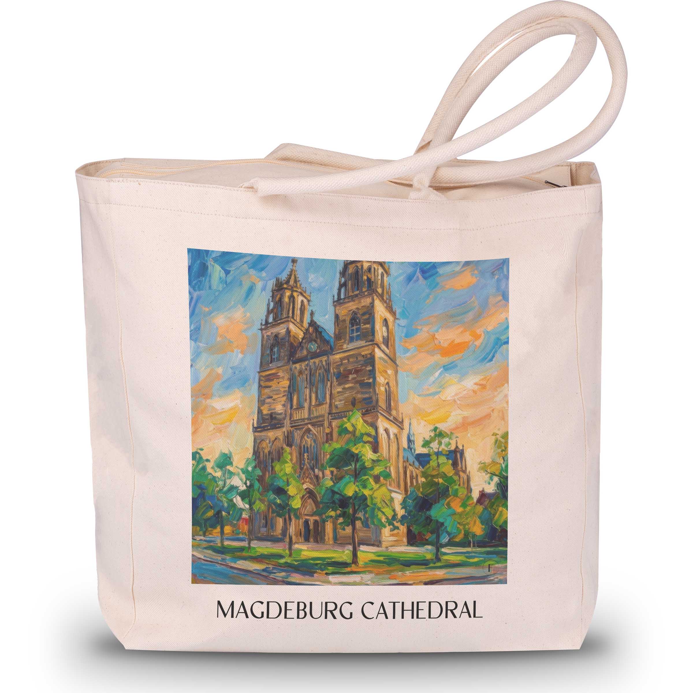 Dom zu Magdeburg Shopping Tasche - Sachsen-Anhalt - Deutschland Tote Bag - Einkaufstasche im Ölgemälde Stil
