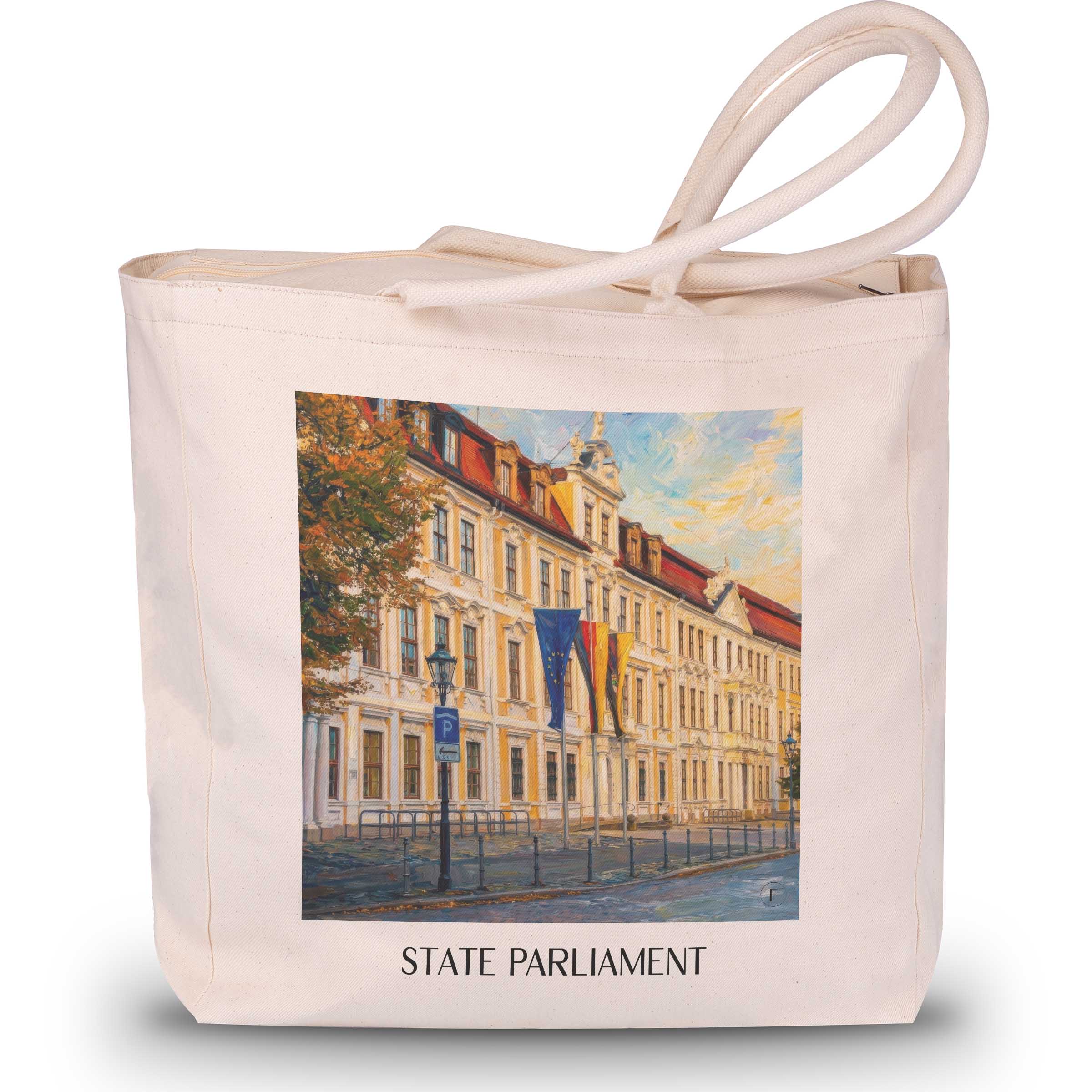 Landtag Shopping Tasche - Magdeburg - Deutschland Tote Bag - Einkaufstasche im Ölgemälde Stil