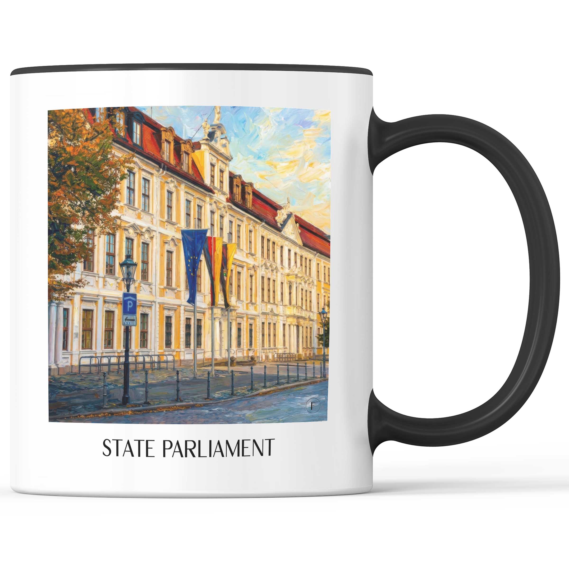 Landtag Kaffeebecher - Magdeburg - Deutschland Becher - Kaffeetasse im Ölgemälde Stil