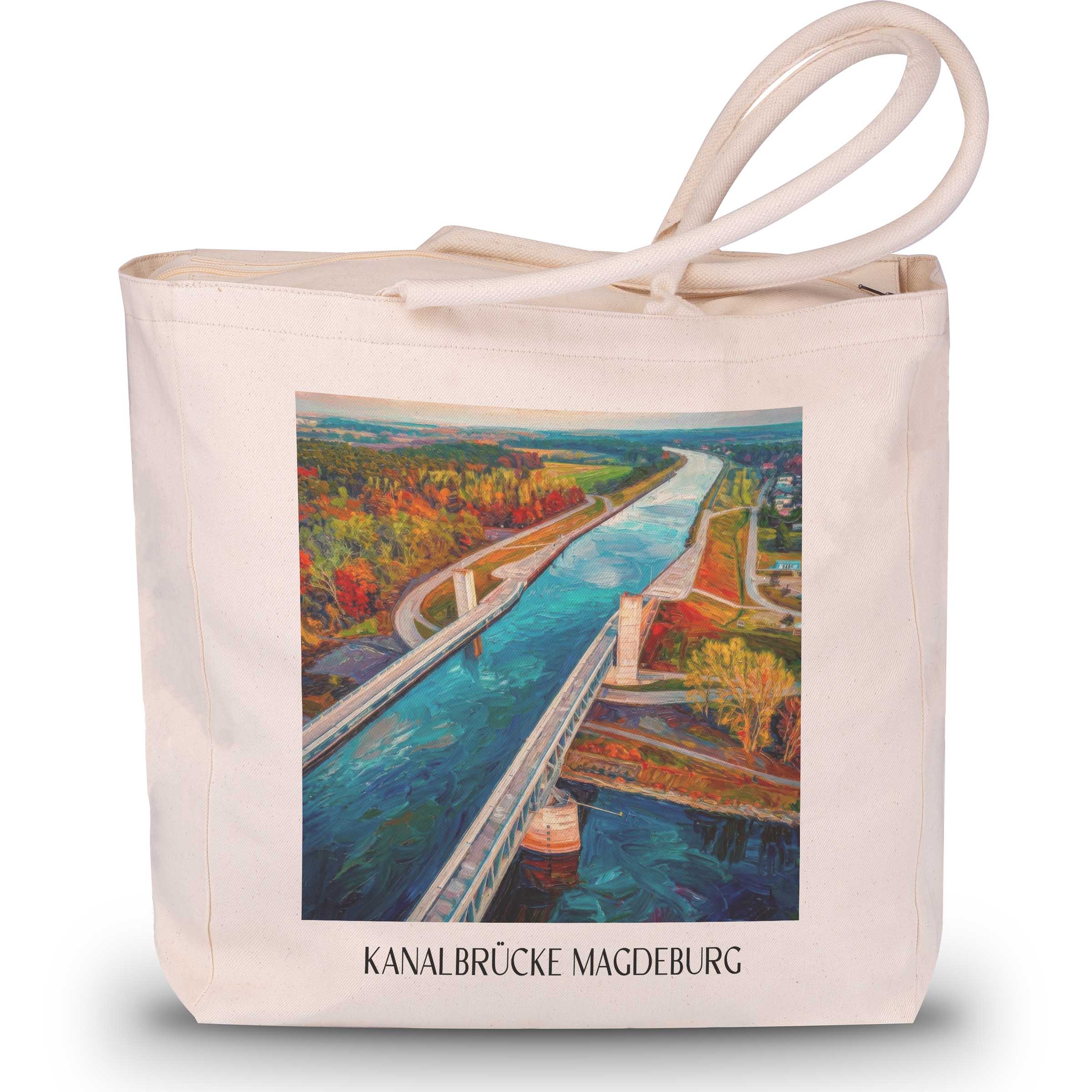 kanalbrücke-magdeburg-sachsen-anhalt-deutschland-einkaufstasche-oil-painting-oelgemaelde