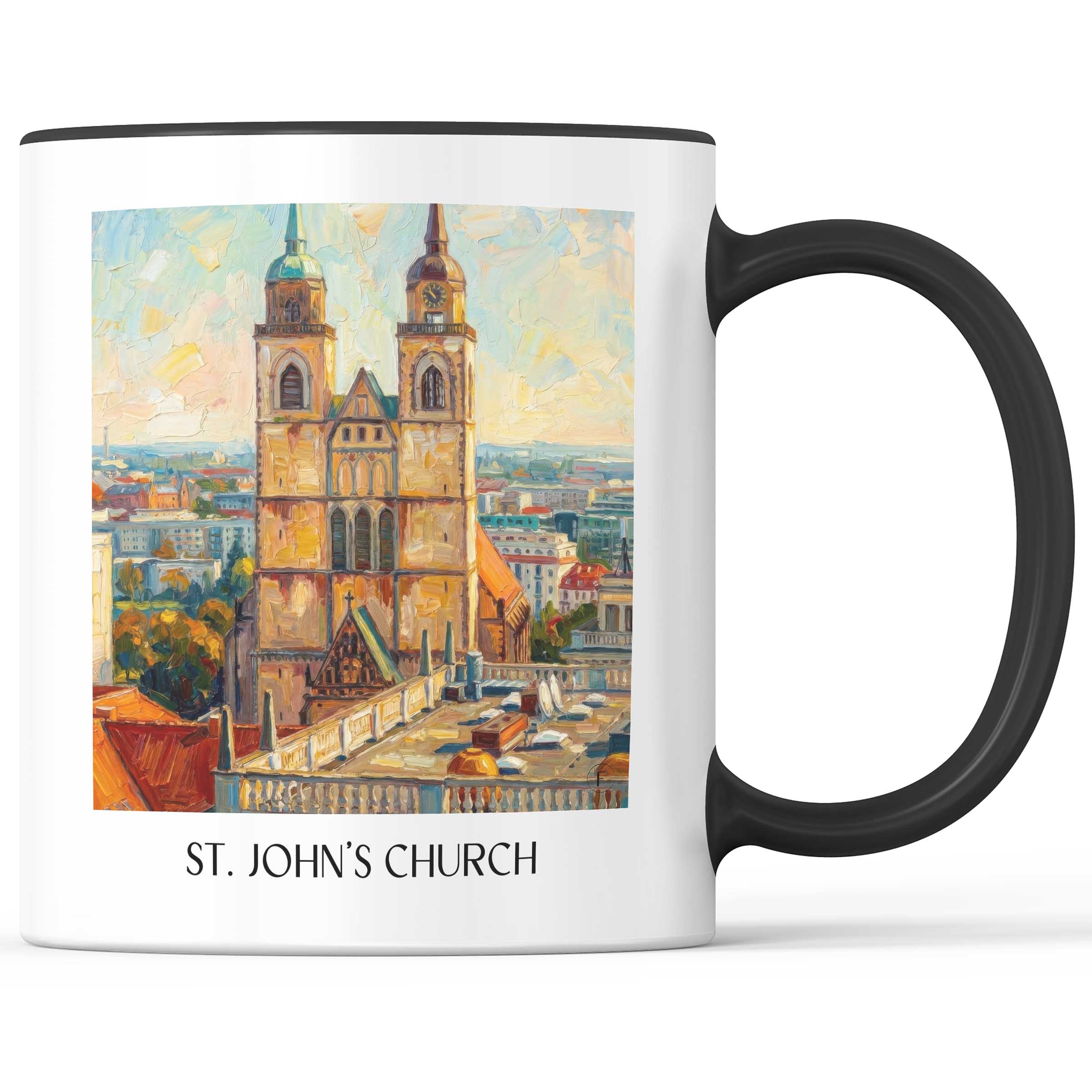 Johanniskirche Kaffeebecher - Magdeburg - Deutschland Becher - Kaffeetasse im Ölgemälde Stil