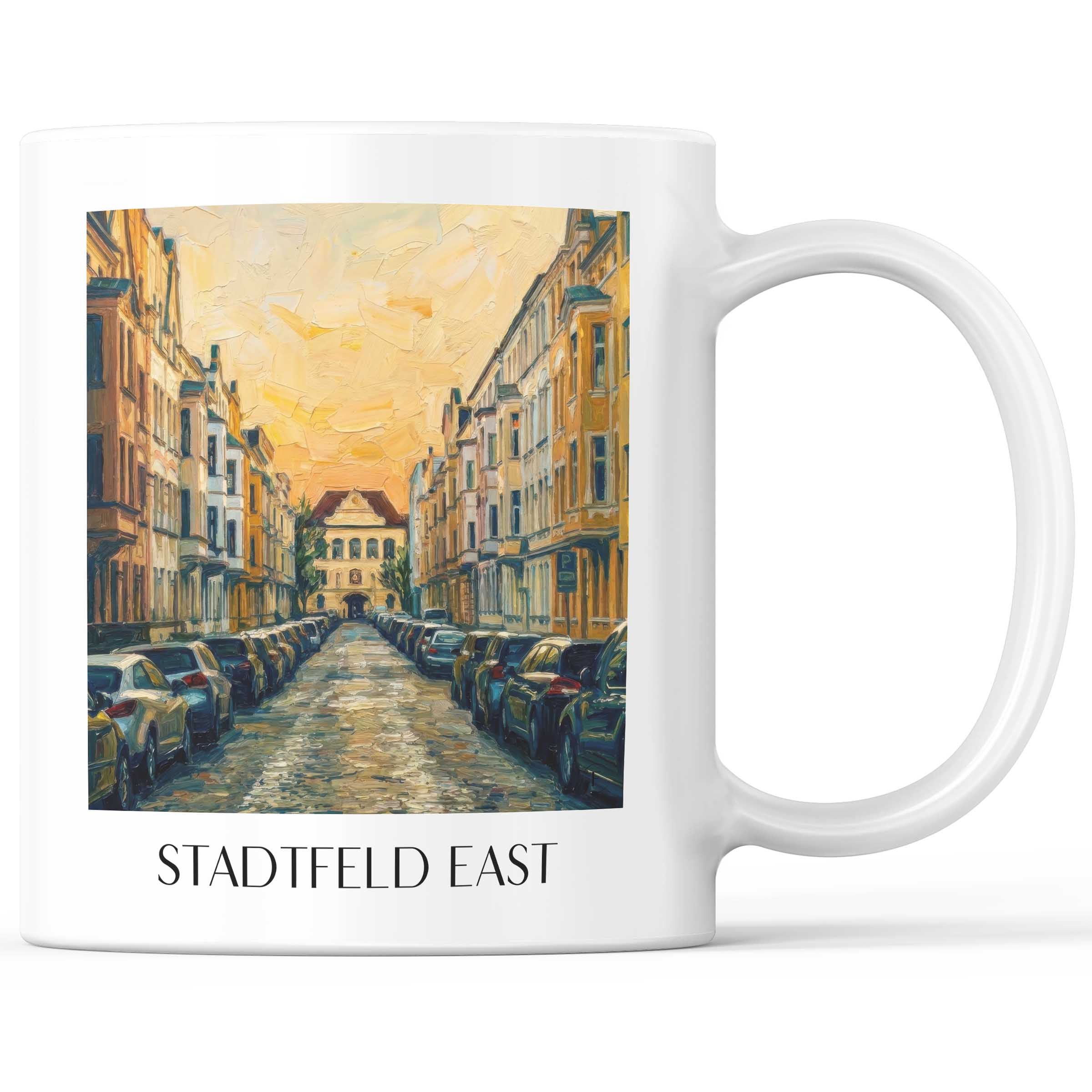 Stadtfeld Ost Kaffeebecher - Magdeburg - Deutschland Becher - Kaffeetasse im Ölgemälde Stil