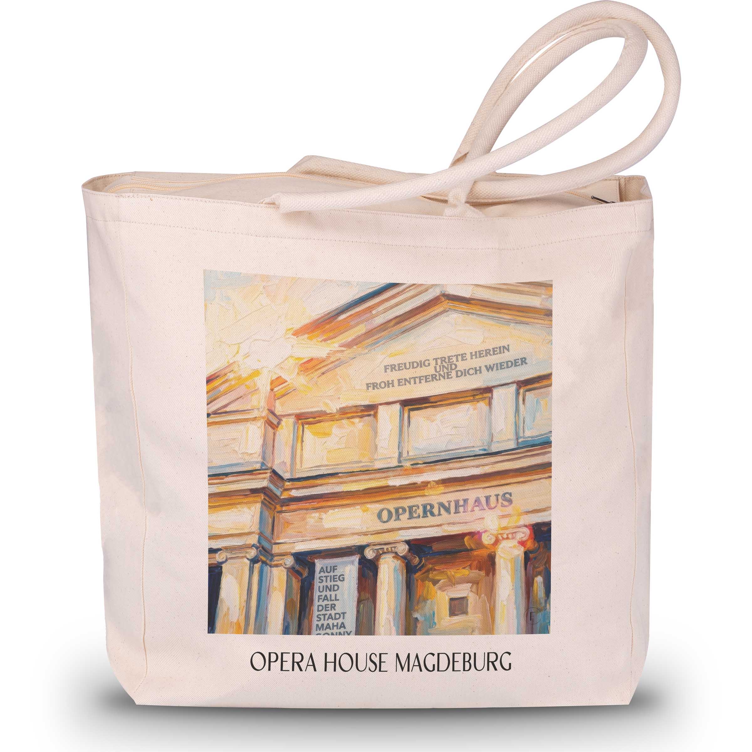 Opernhaus Shopping Tasche - Magdeburg - Deutschland Tote Bag - Einkaufstasche im Ölgemälde Stil