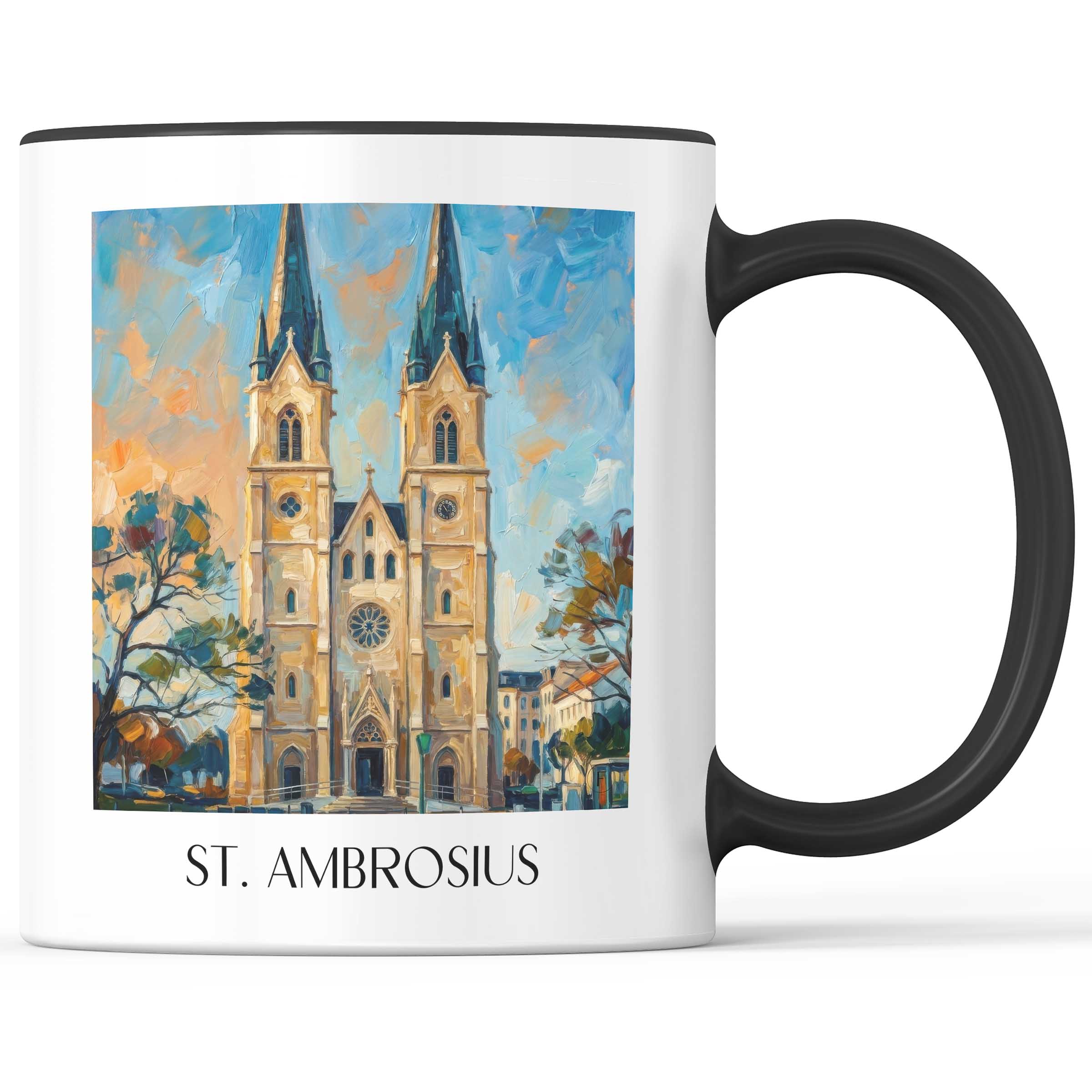 St. Ambrosius Kaffeebecher - Magdeburg - Deutschland Becher - Kaffeetasse im Ölgemälde Stil