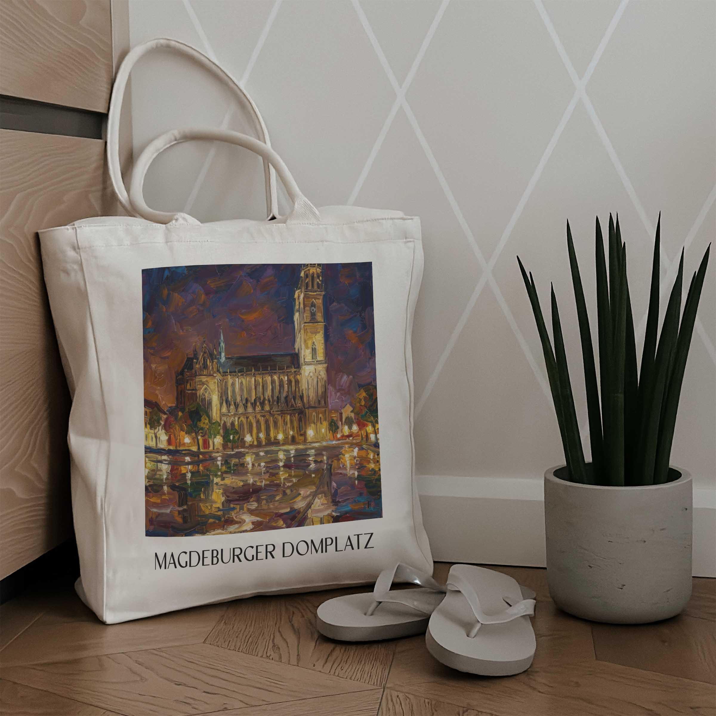domplatz-magdeburg-deutschland-einkaufstasche-oil-painting-oelgemaelde
