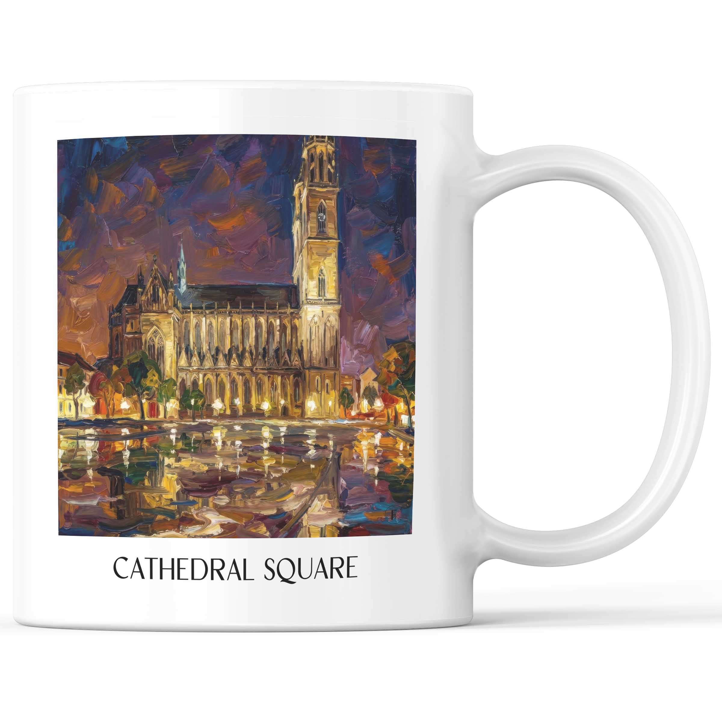 Domplatz Kaffeebecher - Magdeburg - Deutschland Becher - Kaffeetasse im Ölgemälde Stil