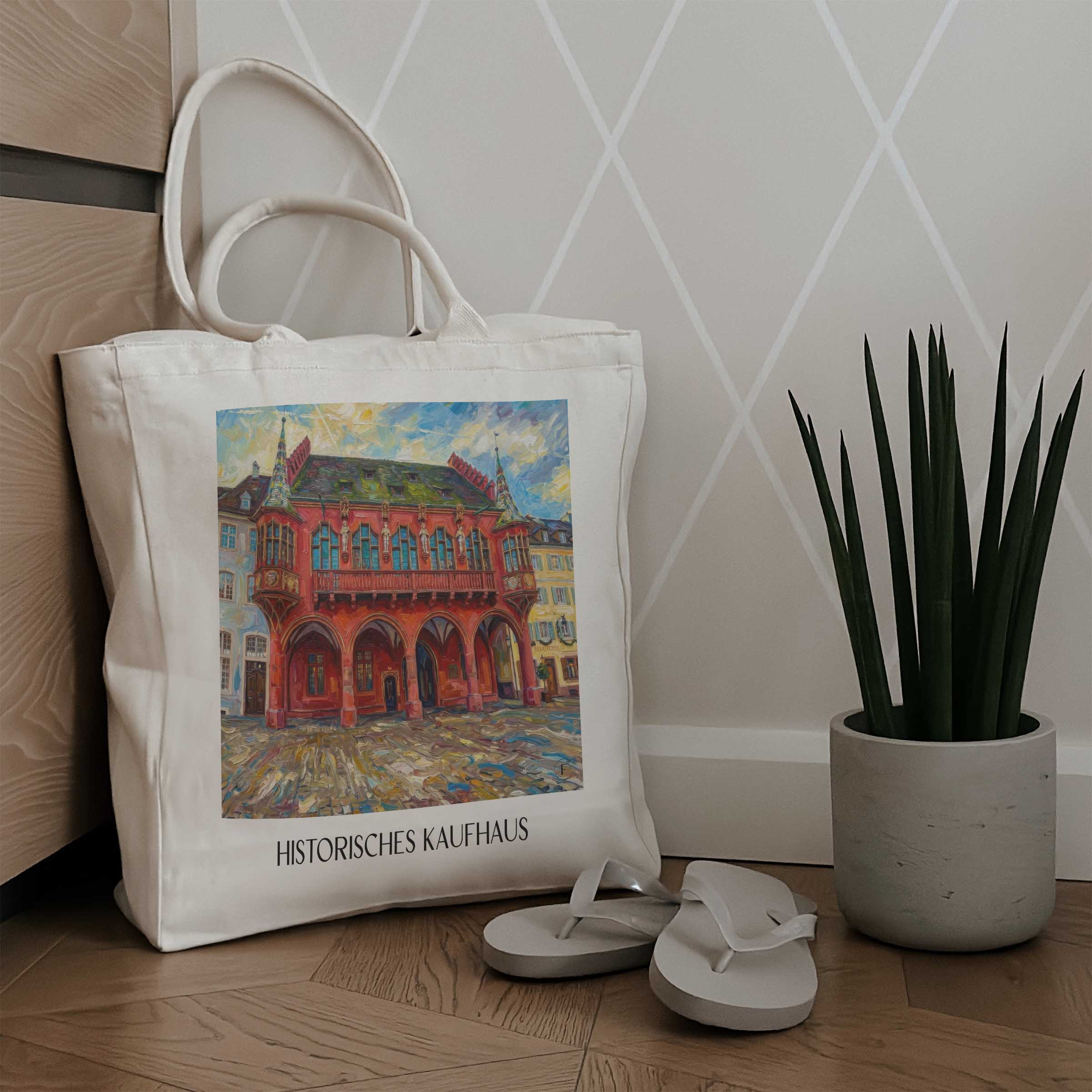 historisches-kaufhaus-freiburg-deutschland-einkaufstasche-oil-painting-oelgemaelde