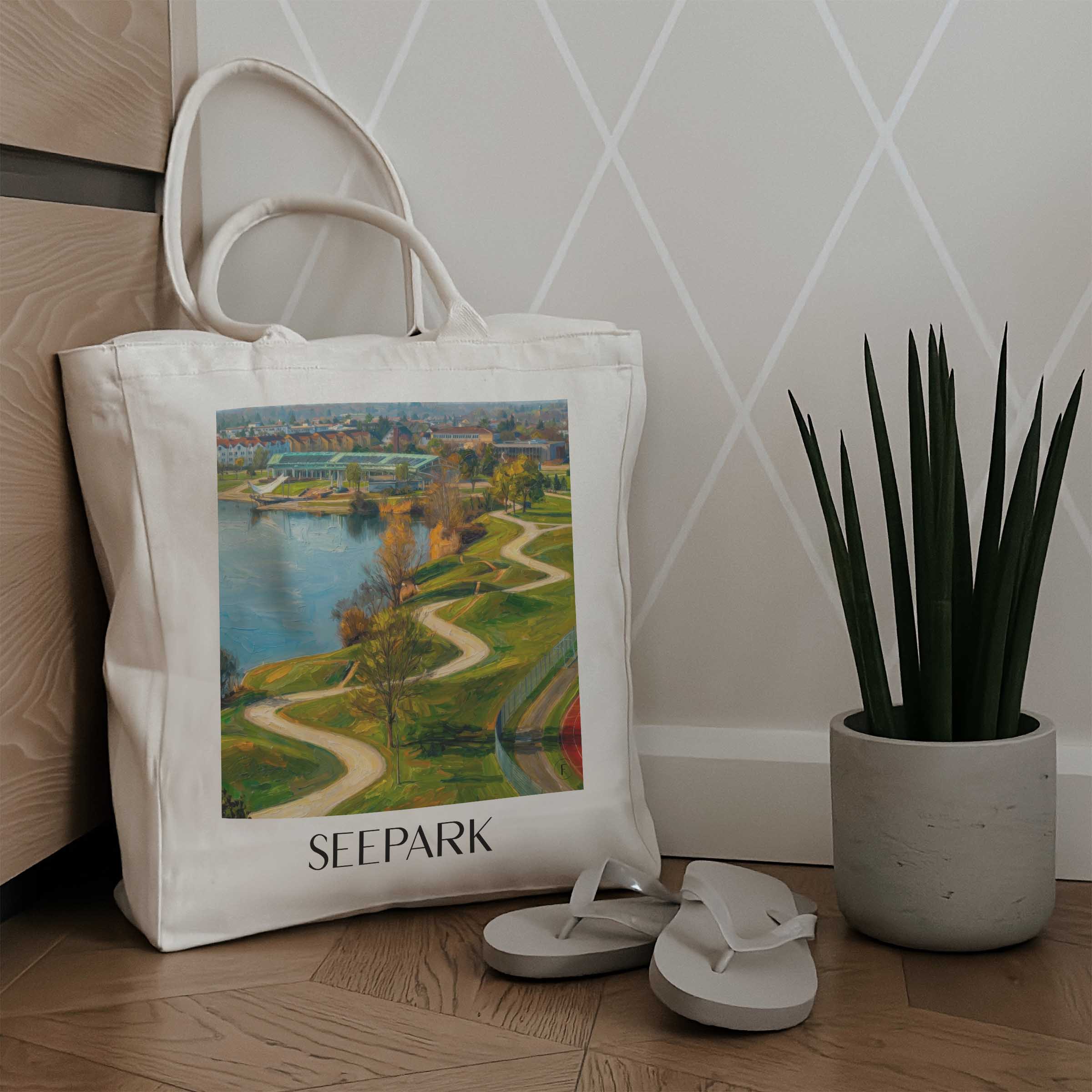 seepark-freiburg-deutschland-einkaufstasche-oil-painting-oelgemaelde