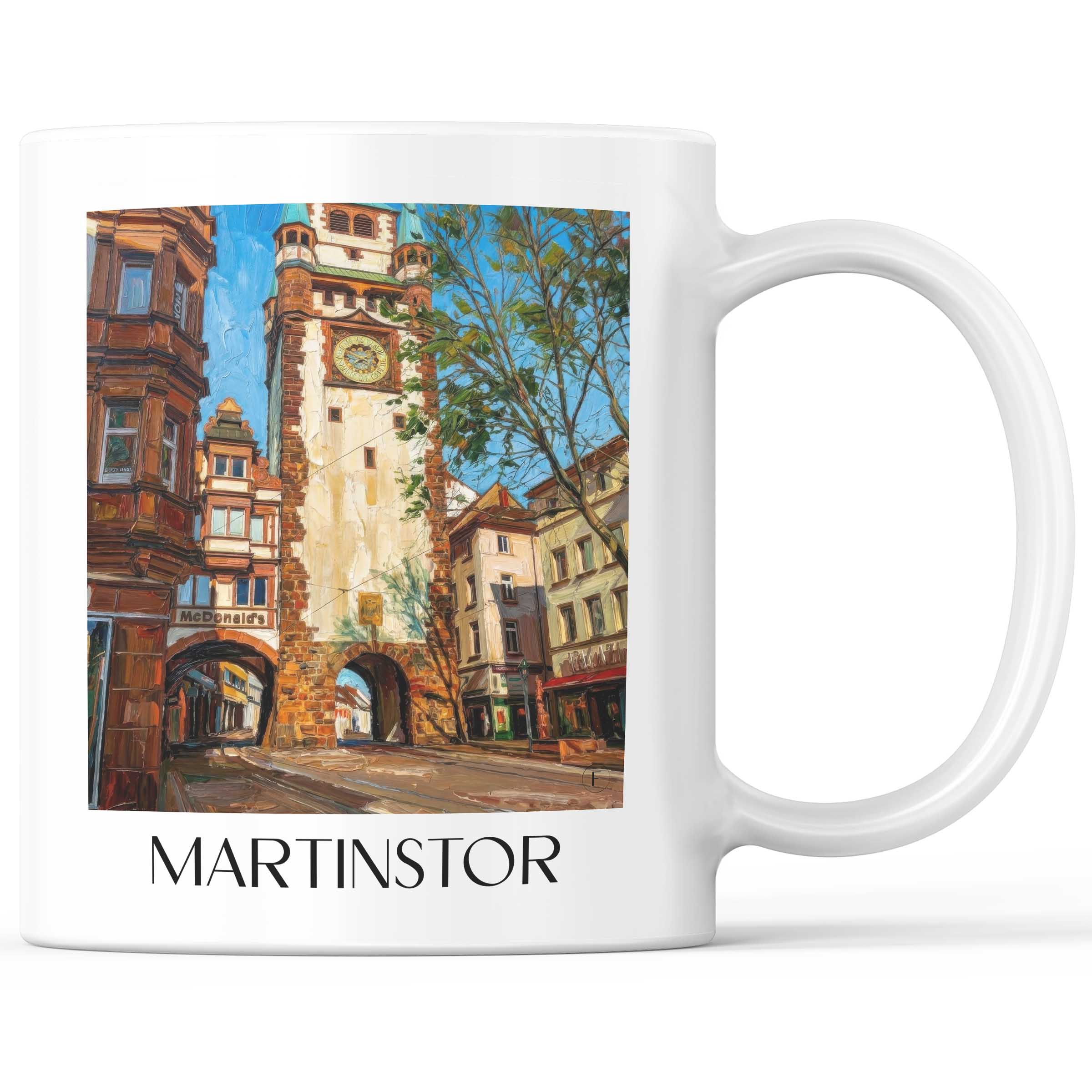 Martinstor Kaffeebecher - Freiburg - Deutschland Becher - Kaffeetasse im Ölgemälde Stil