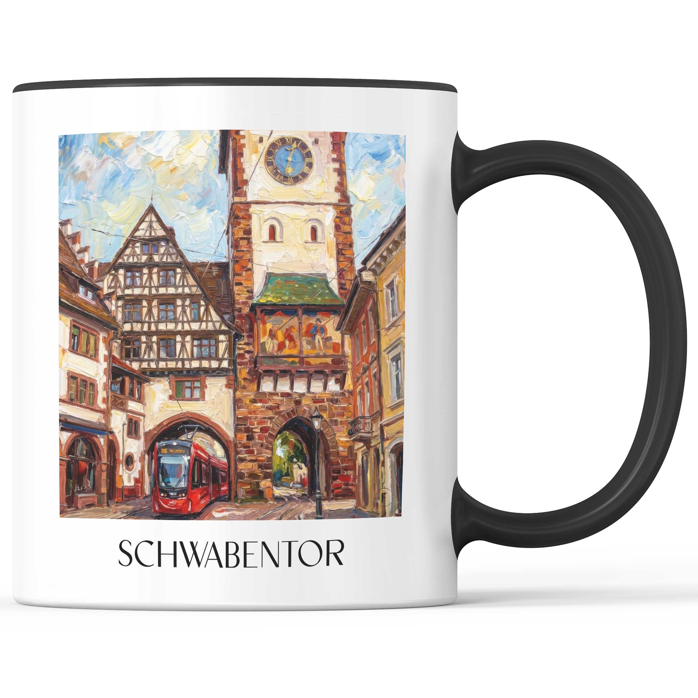 Schwabentor Kaffeebecher - Freiburg - Deutschland Becher - Kaffeetasse im Ölgemälde Stil