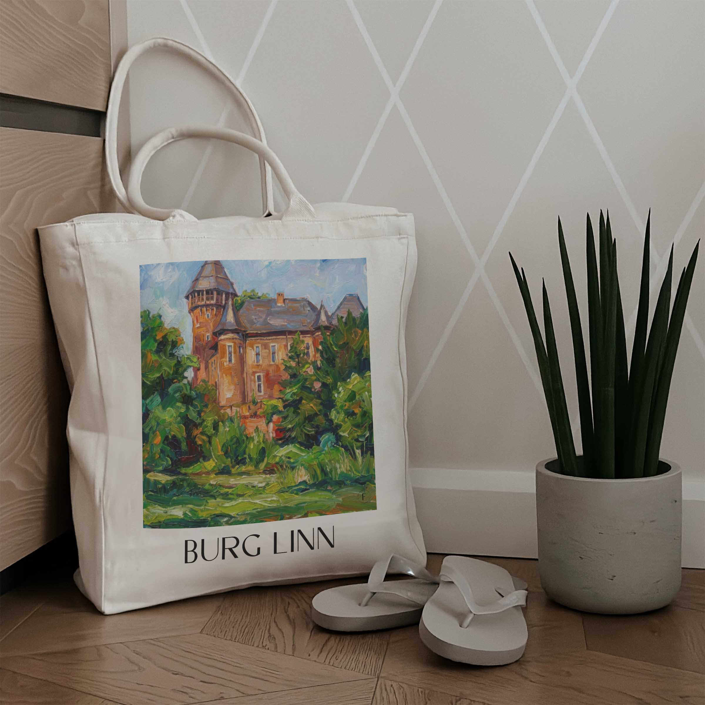 burg-linn-krefeld-deutschland-einkaufstasche-oil-painting-oelgemaelde
