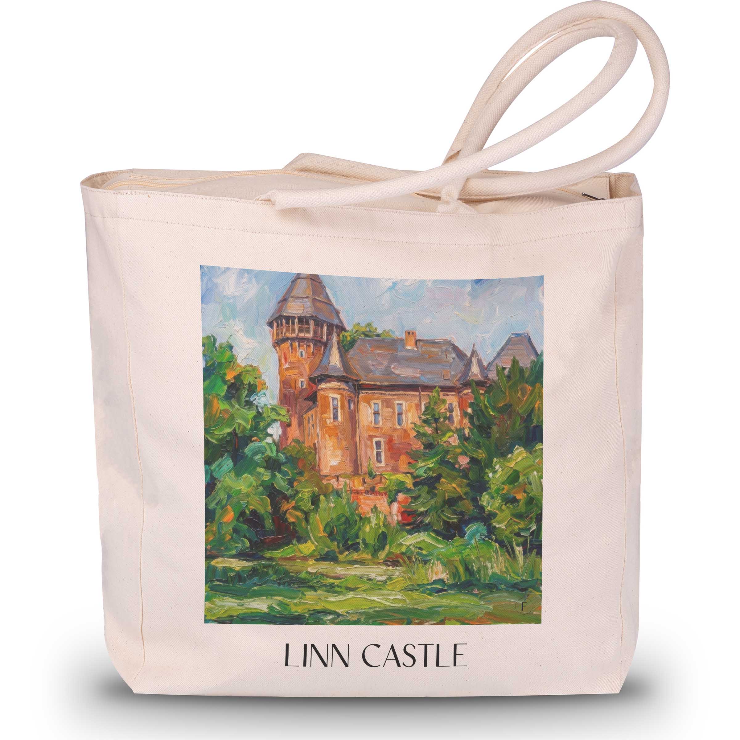 Burg Linn Shopping Tasche - Krefeld - Deutschland Tote Bag - Einkaufstasche im Ölgemälde Stil