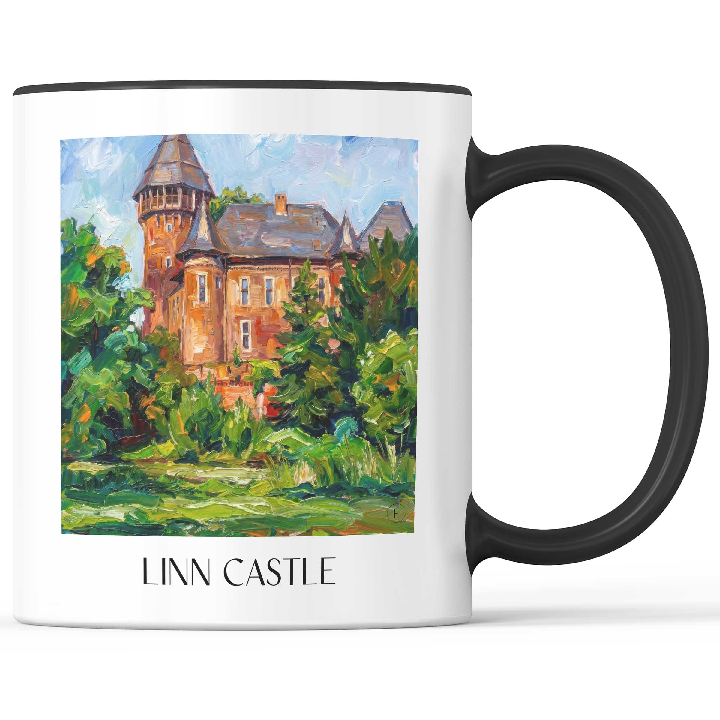 Burg Linn Kaffeebecher - Krefeld - Deutschland Becher - Kaffeetasse im Ölgemälde Stil