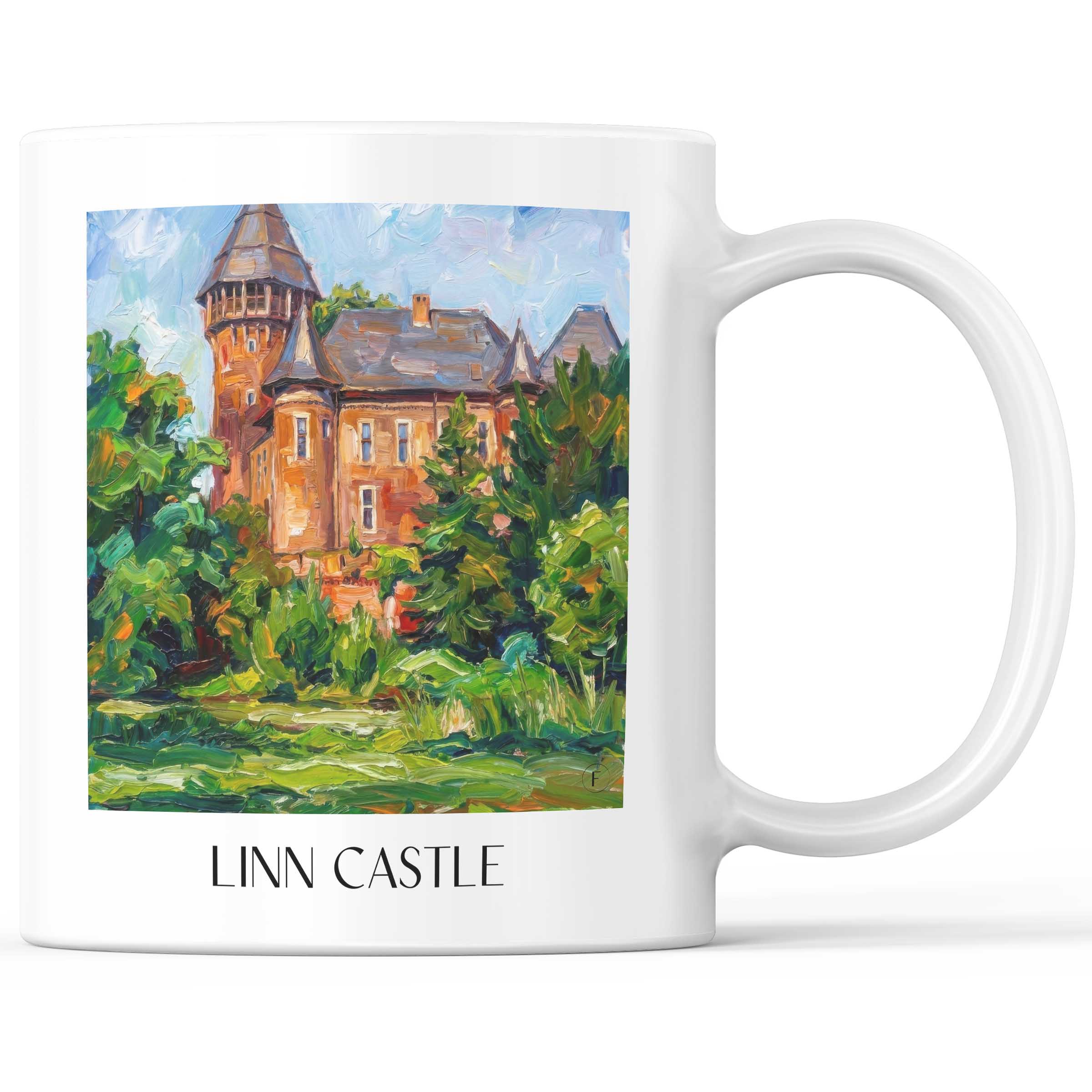 Burg Linn Kaffeebecher - Krefeld - Deutschland Becher - Kaffeetasse im Ölgemälde Stil