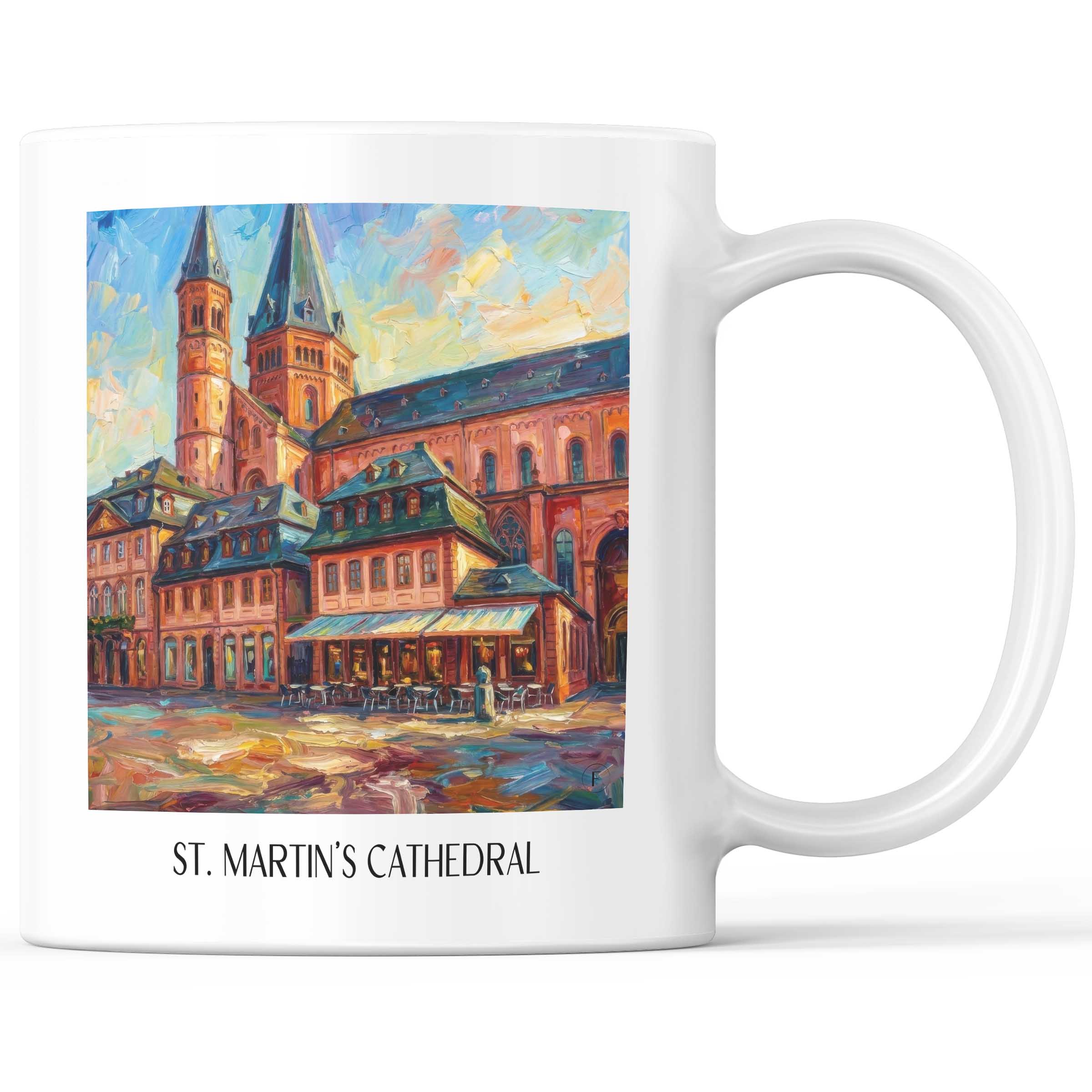 Dom St. Martin Kaffeebecher - Mainz - Deutschland Becher - Kaffeetasse im Ölgemälde Stil