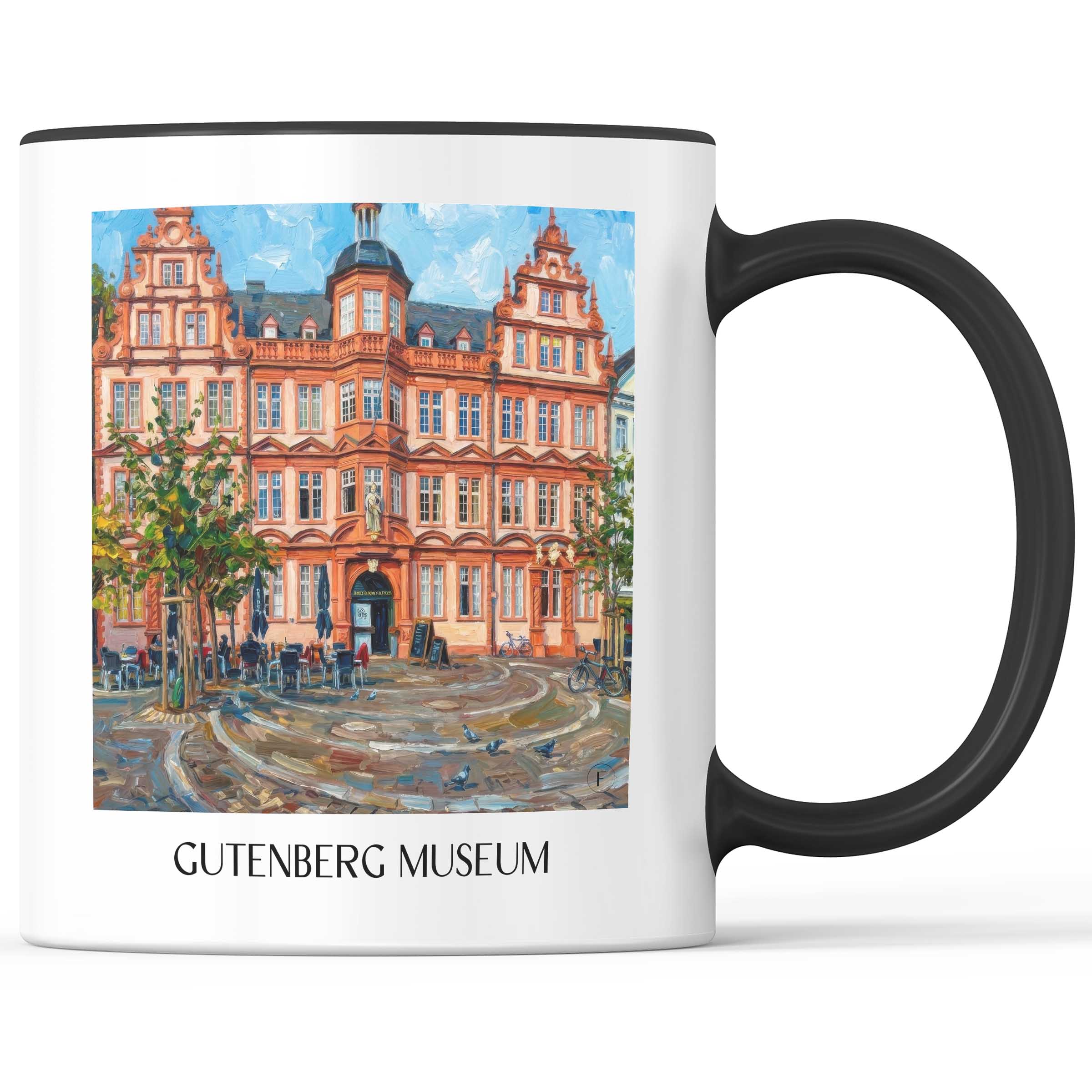 Gutenberg Museum Kaffeebecher - Mainz - Deutschland Becher - Kaffeetasse im Ölgemälde Stil