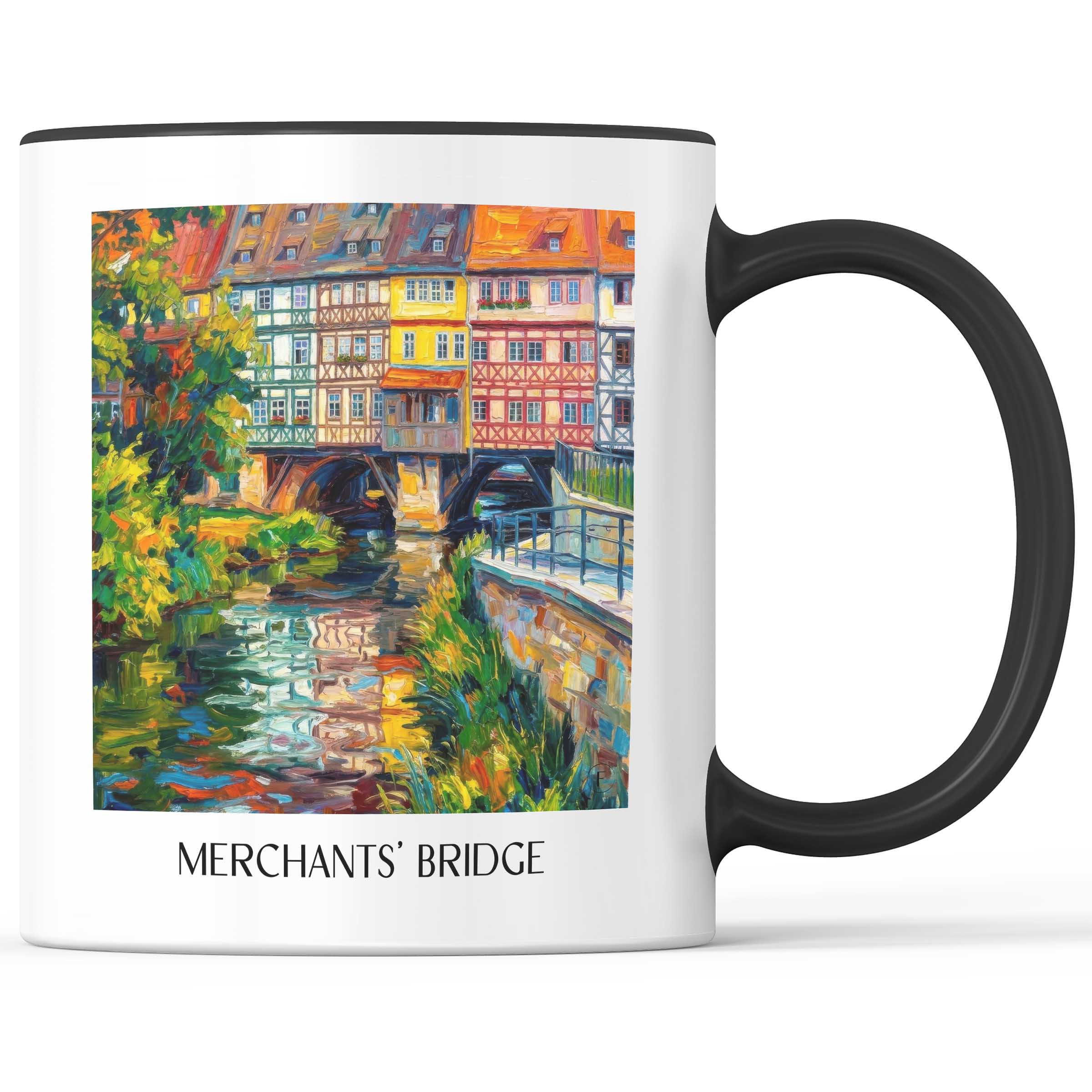 Krämerbrücke Kaffeebecher - Erfurt - Deutschland Becher - Kaffeetasse im Ölgemälde Stil