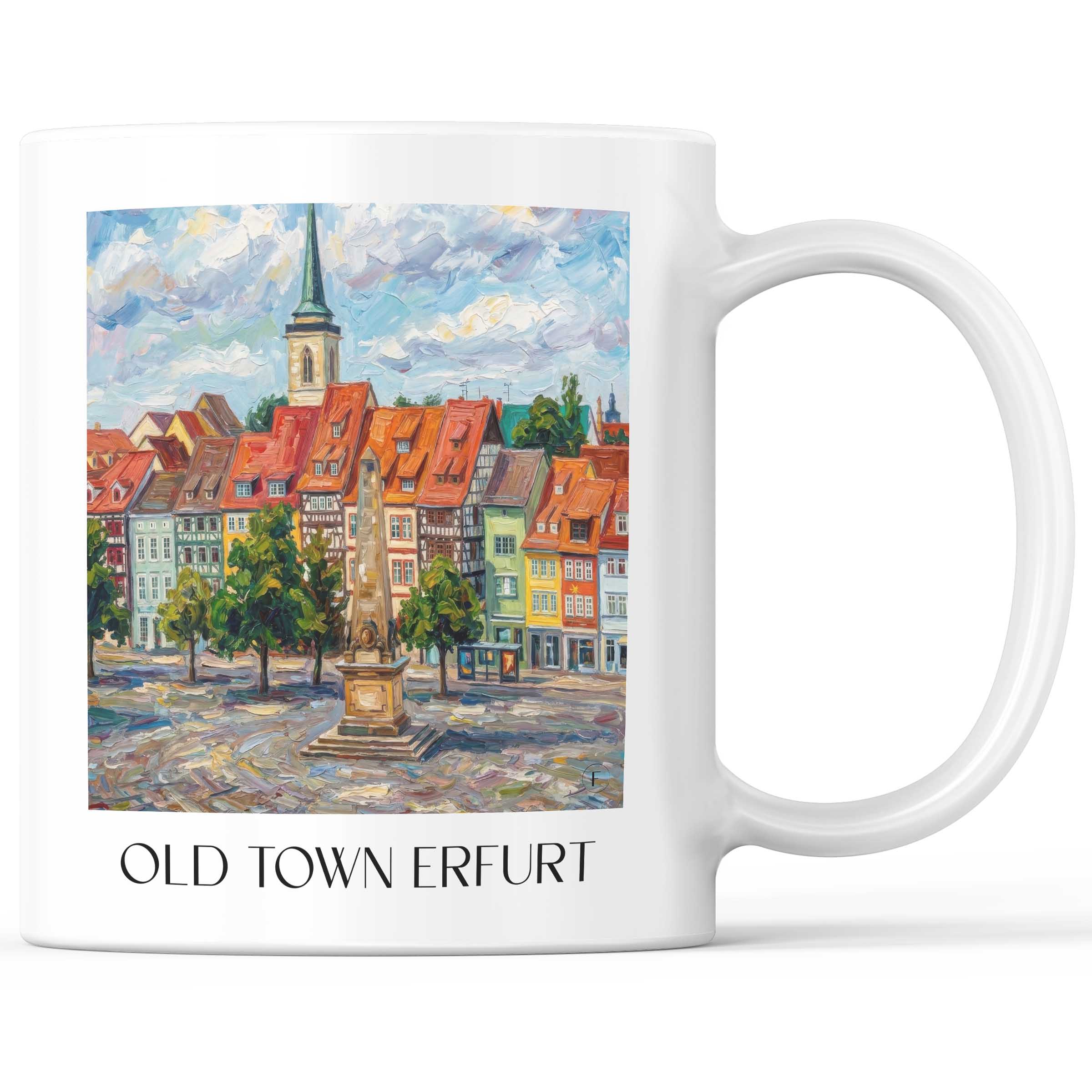 Altstadt Kaffeebecher - Erfurt - Deutschland Becher - Kaffeetasse im Ölgemälde Stil