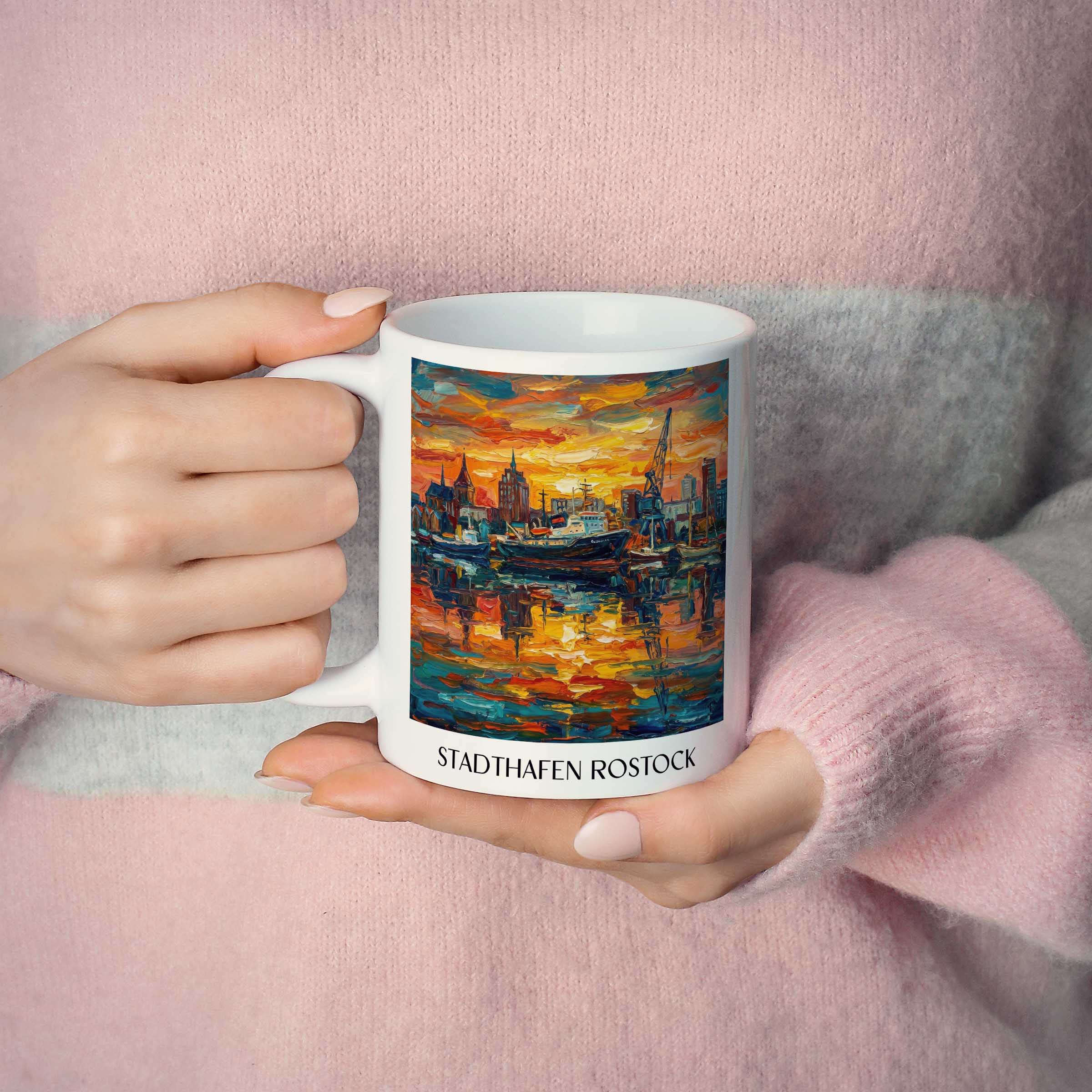 stadthafen-rostock-deutschland-kaffeebecher-oil-painting-oelgemaelde