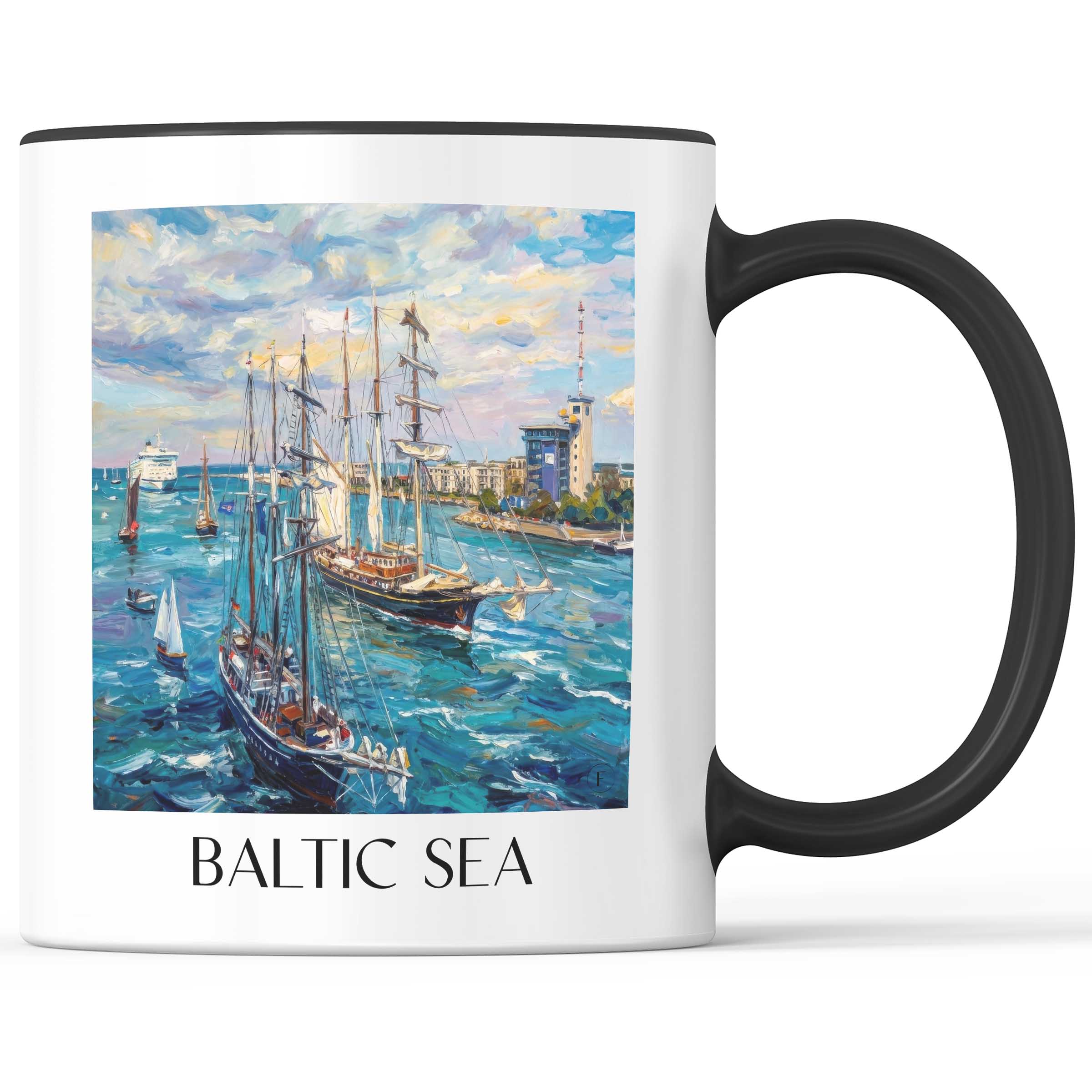 Ostsee Kaffeebecher - Rostock - Deutschland Becher - Kaffeetasse im Ölgemälde Stil