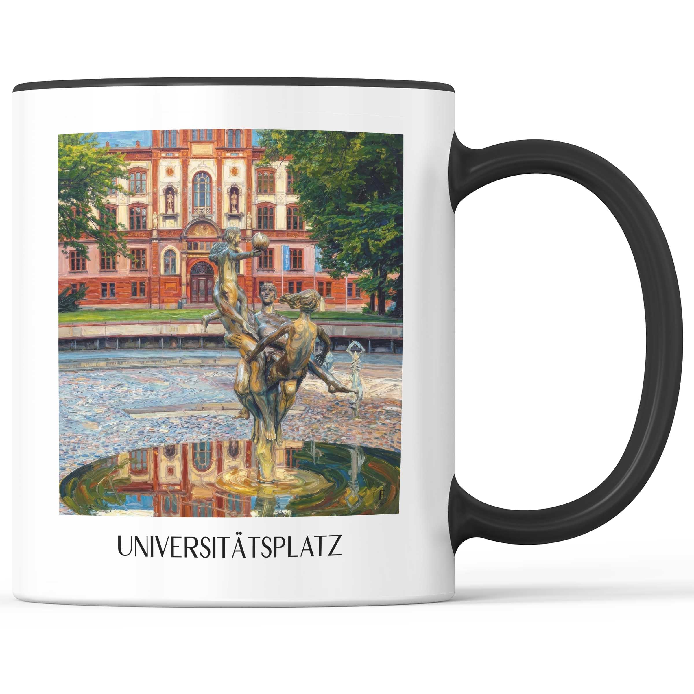 universitätsplatz-rostock-deutschland-kaffeebecher-oil-painting-oelgemaelde