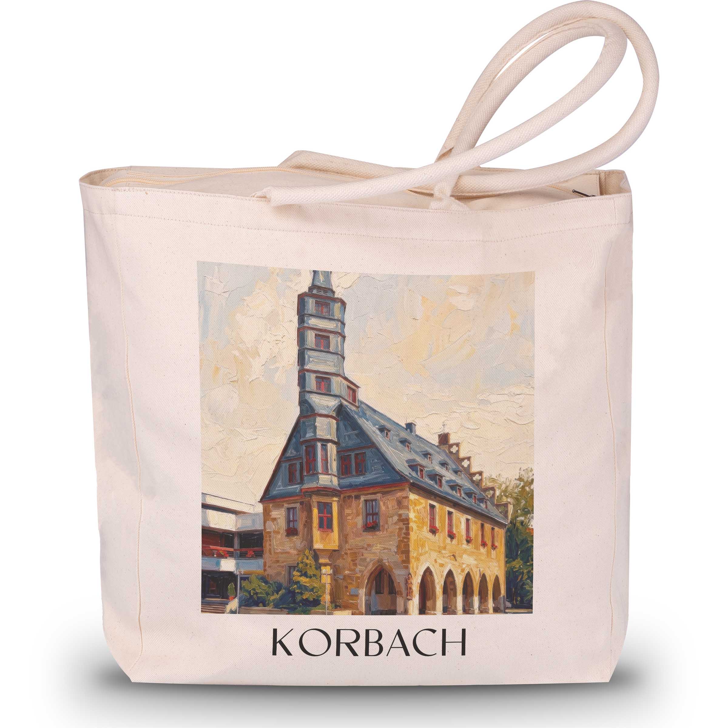Korbach Shopping Tasche - Hessen - Deutschland Tote Bag - Einkaufstasche im Ölgemälde Stil