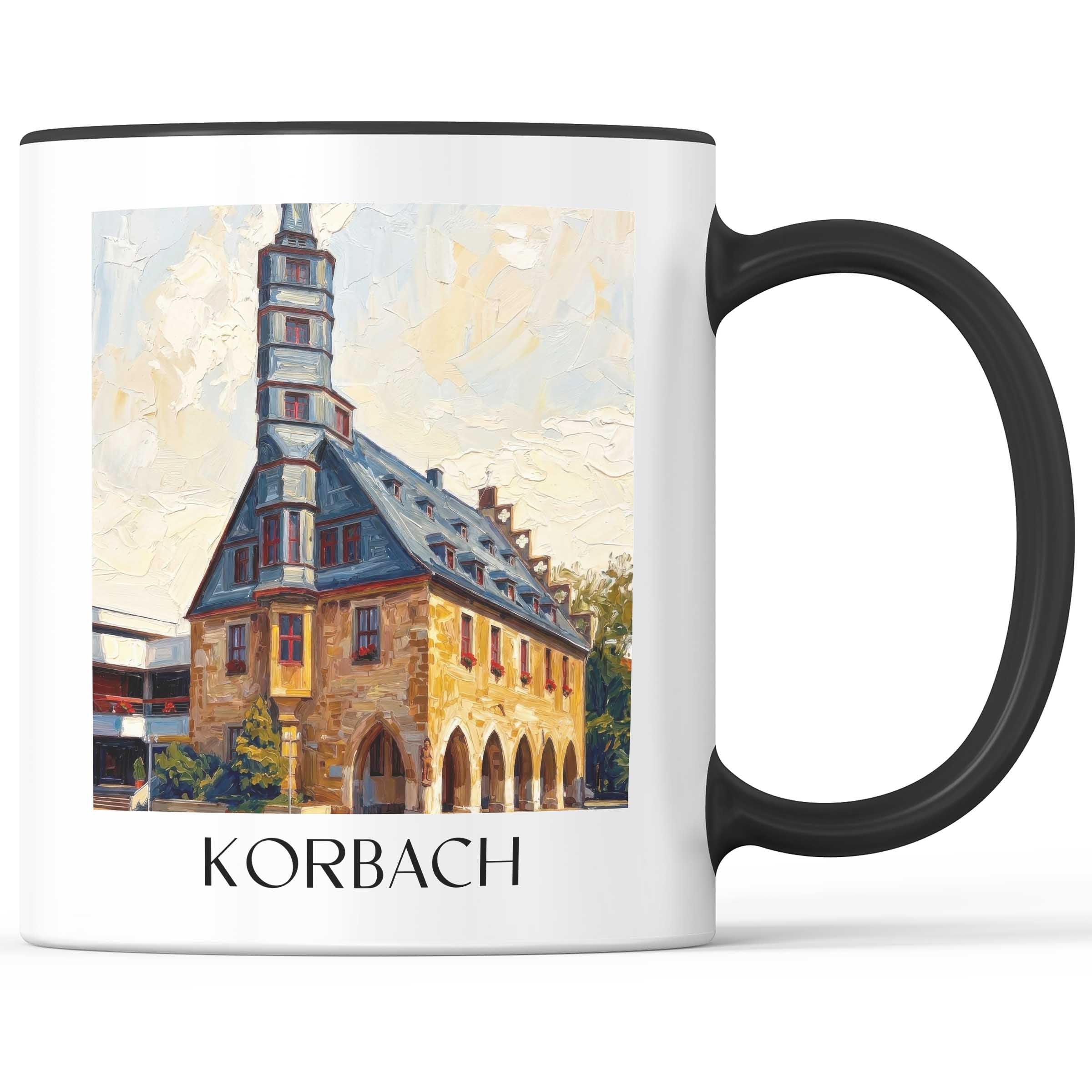 Korbach Kaffeebecher - Hessen - Deutschland Becher - Kaffeetasse im Ölgemälde Stil